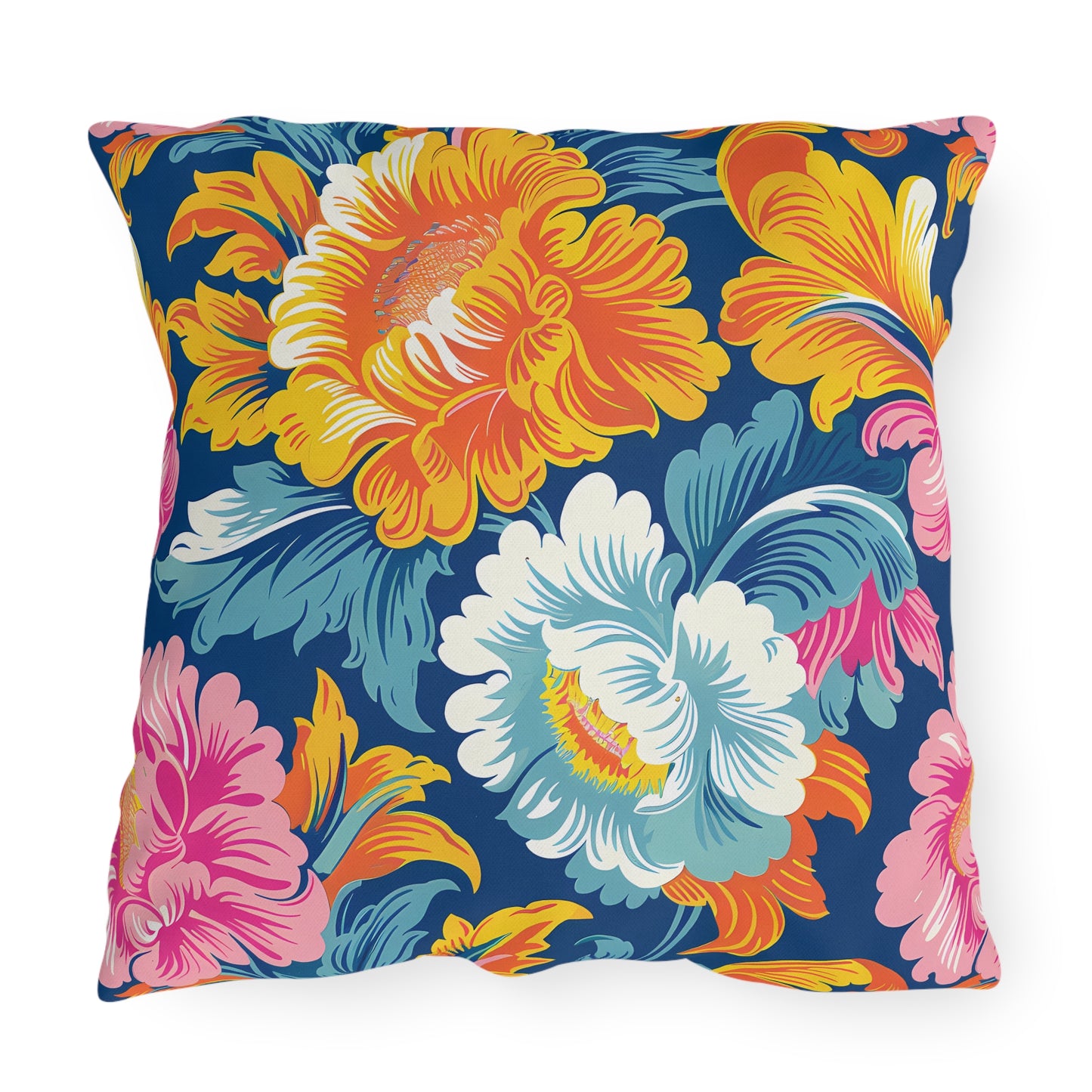 Chintz Charm Square Outdoor Pillow - Spun Polyester - Double-Sided Print - UV-Resistant - Water-Resistant - Available in 3 sizes.