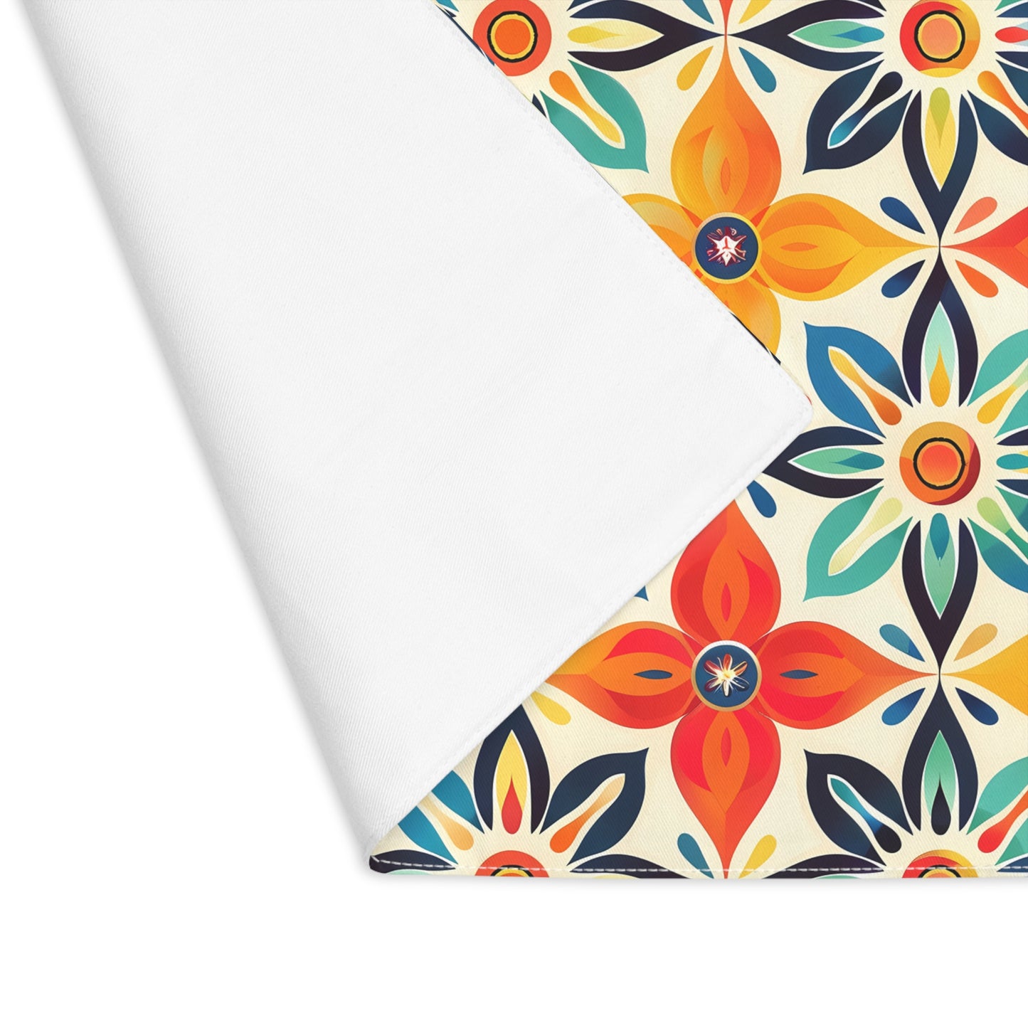 Mediterranean Tile Blossom Placemat - Bring Mediterranean Charm to Your Table! Cotton Twill - 18" x 14"