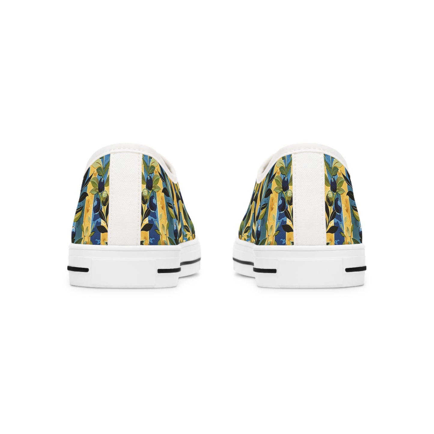 Olive Orchard Stripes Ladies' Low Top Sneakers - Step Into Rustic Elegance – Where Classic Stripes Meet Orchard Beauty!