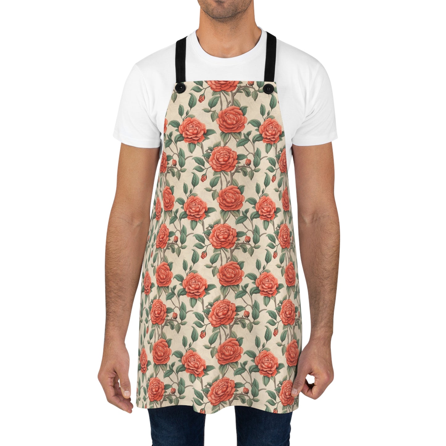Romantic Rose Adult Apron - Stir in Romantic Style with our Stunningly Beautiful Coral Rose Apron!