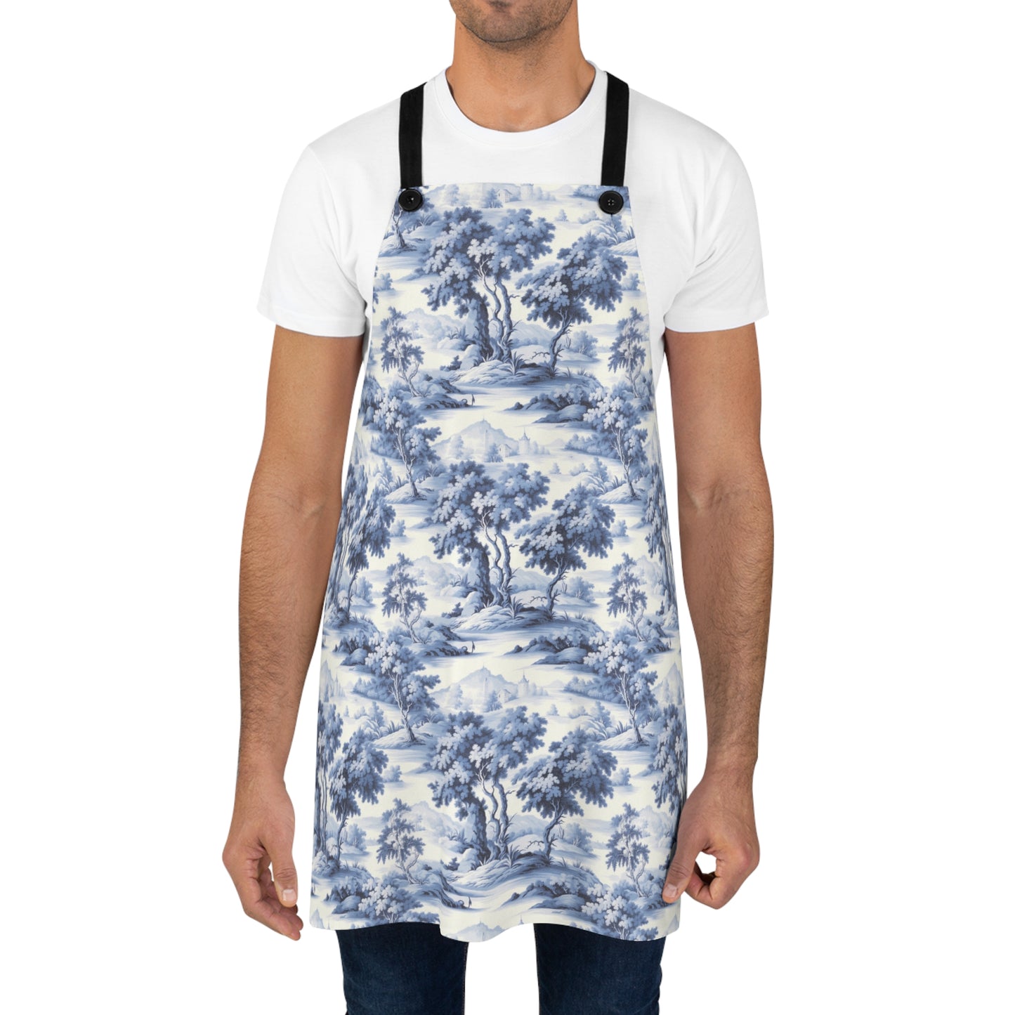 Blue & White English Countryside Adult Apron - Magical Blue & White Landscape. Cook with the Charm of the Countryside!