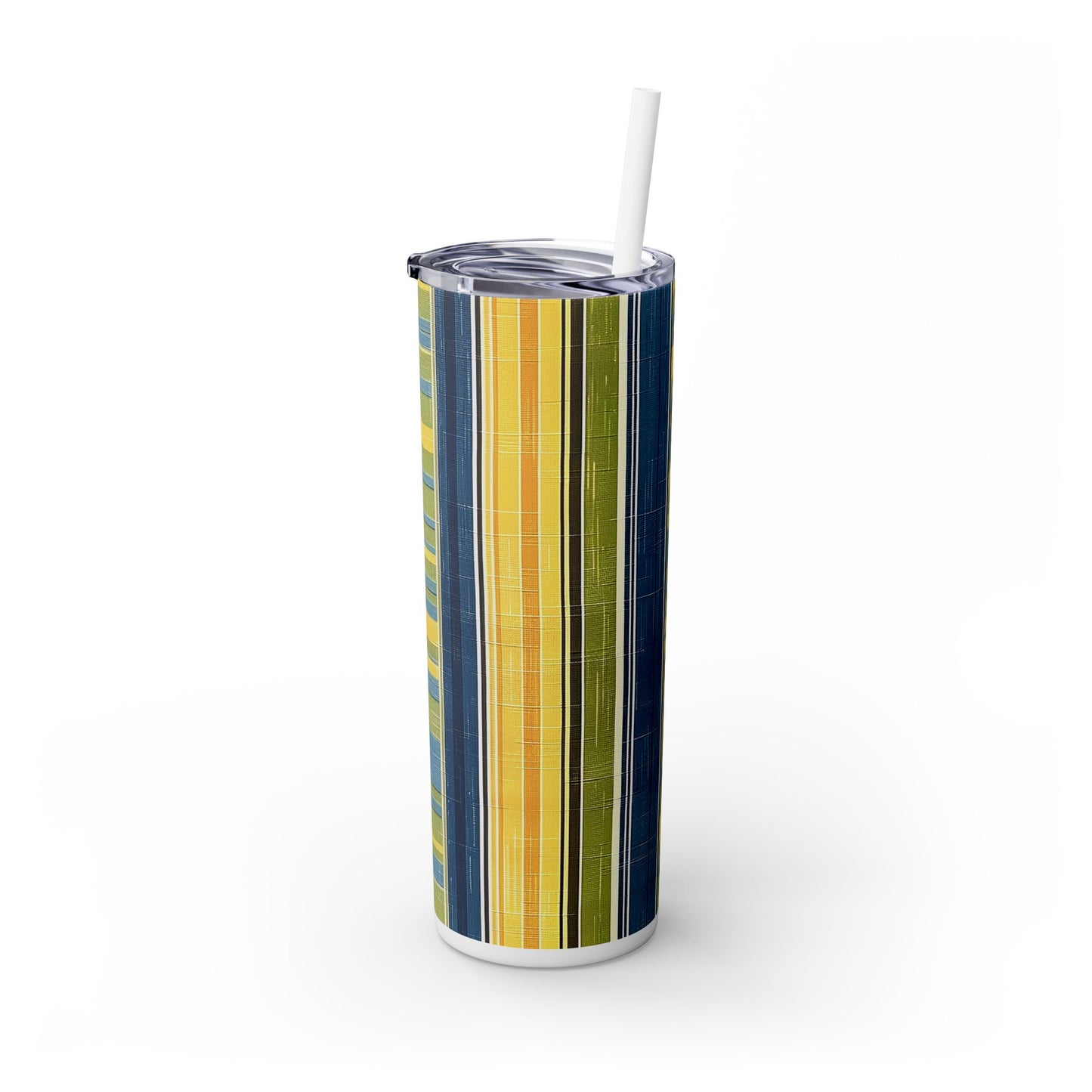 Summer Stripes Delight Skinny Tumbler with Straw - 20 oz. Insulated Stainless Steel - Stripe Up Your Summer with Every Sip!
