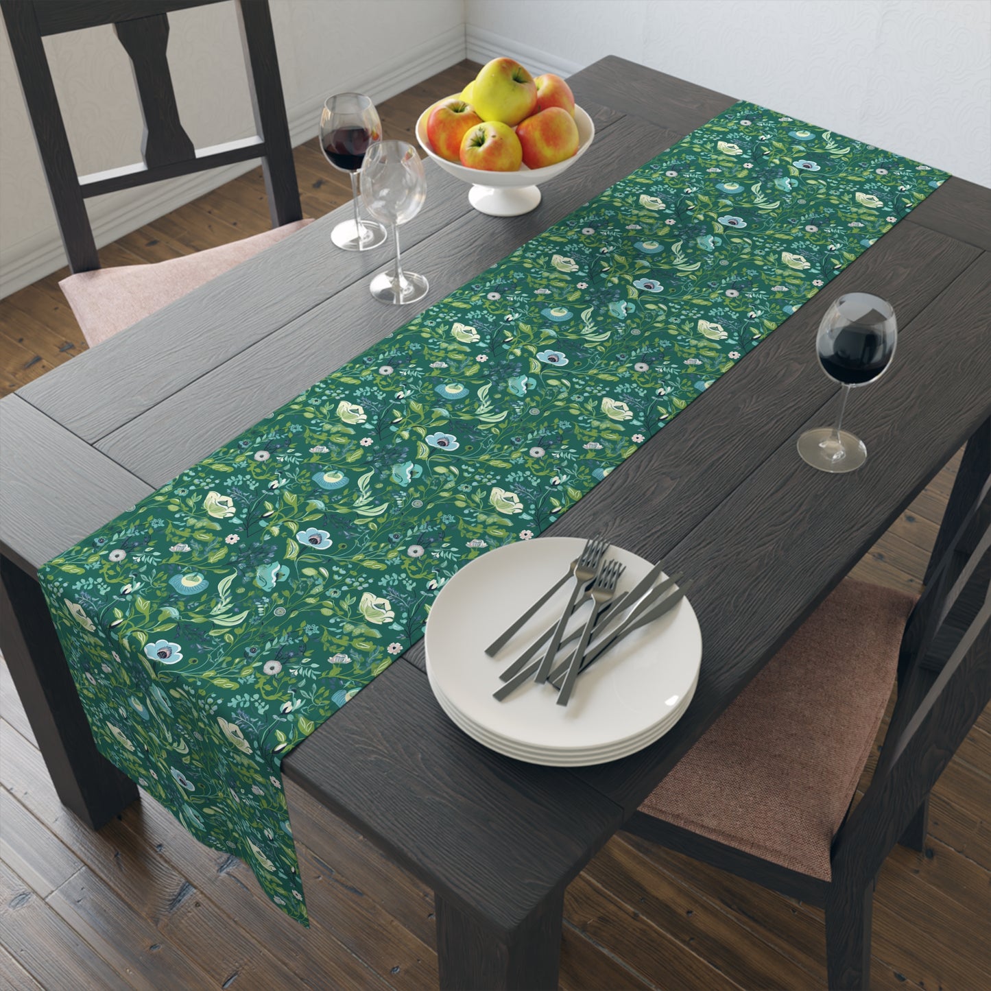 Serene Green Floral Table Runner - Bring Beautiful Serene Green to Your Table! Available in 2 sizes.
