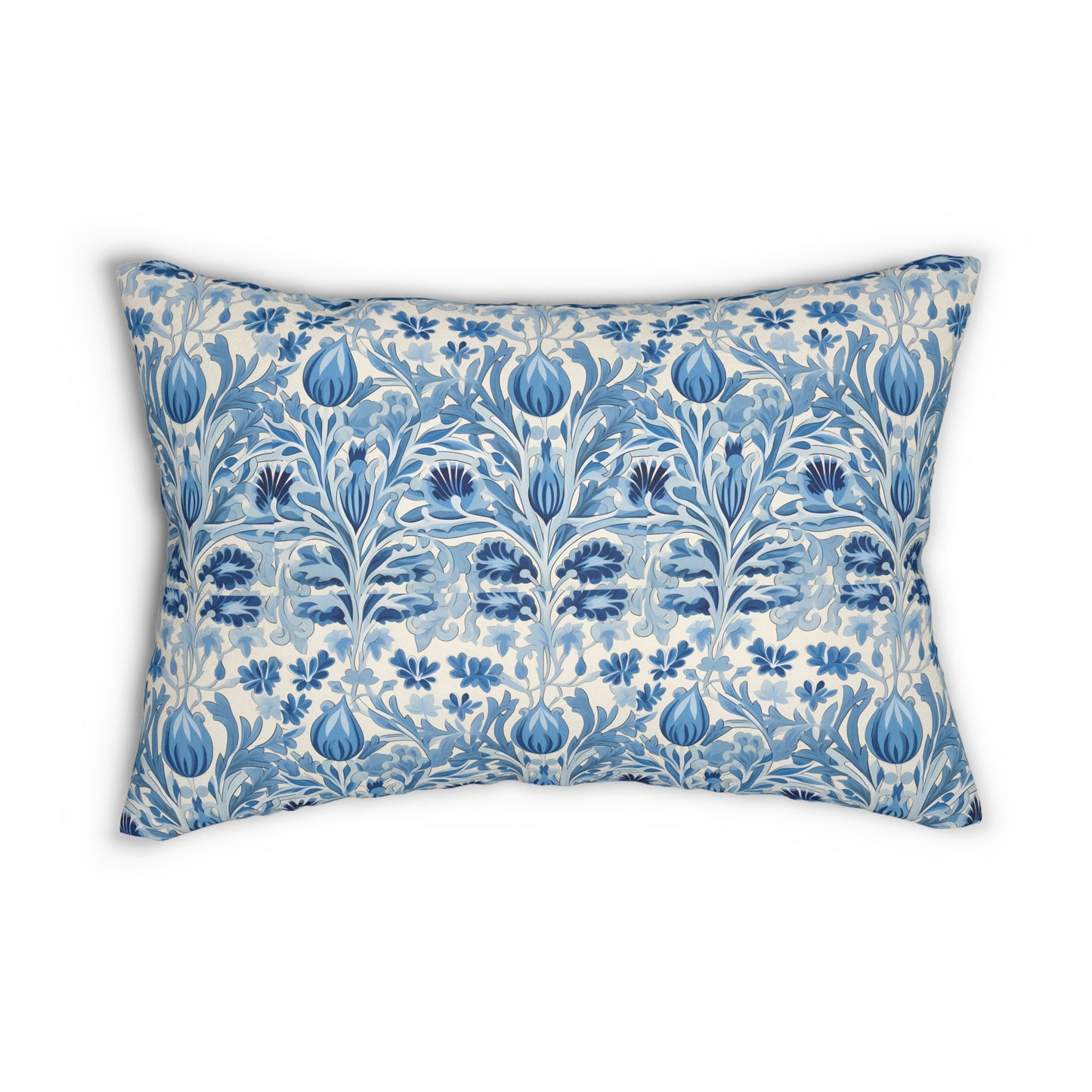 Dutch Blue Tulip Lumbar Pillow - Spun Polyester - Double-Sided Print - Concealed Zipper - Lumbar size: 20" x 14"