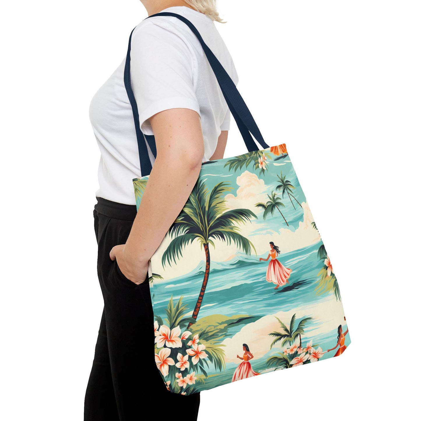 Retro Hawaiian Hula Designer Tote Bag - Swing into Style - Aloha from Every Angle! Available in 3 sizes.