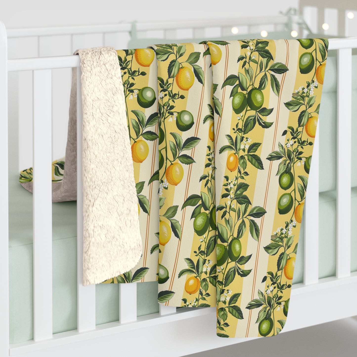 Lemon Lime Lush Sherpa Fleece Blanket - Wrap Yourself in Citrus Magic! Available in 2 sizes.