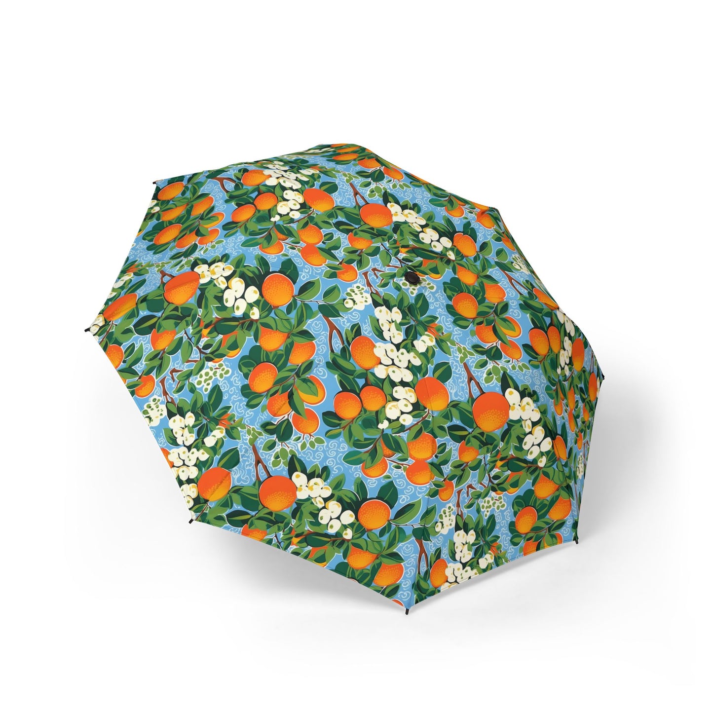 Citrus Blue Bliss Foldable Umbrella - Compact Semi-Automatic Travel Umbrella