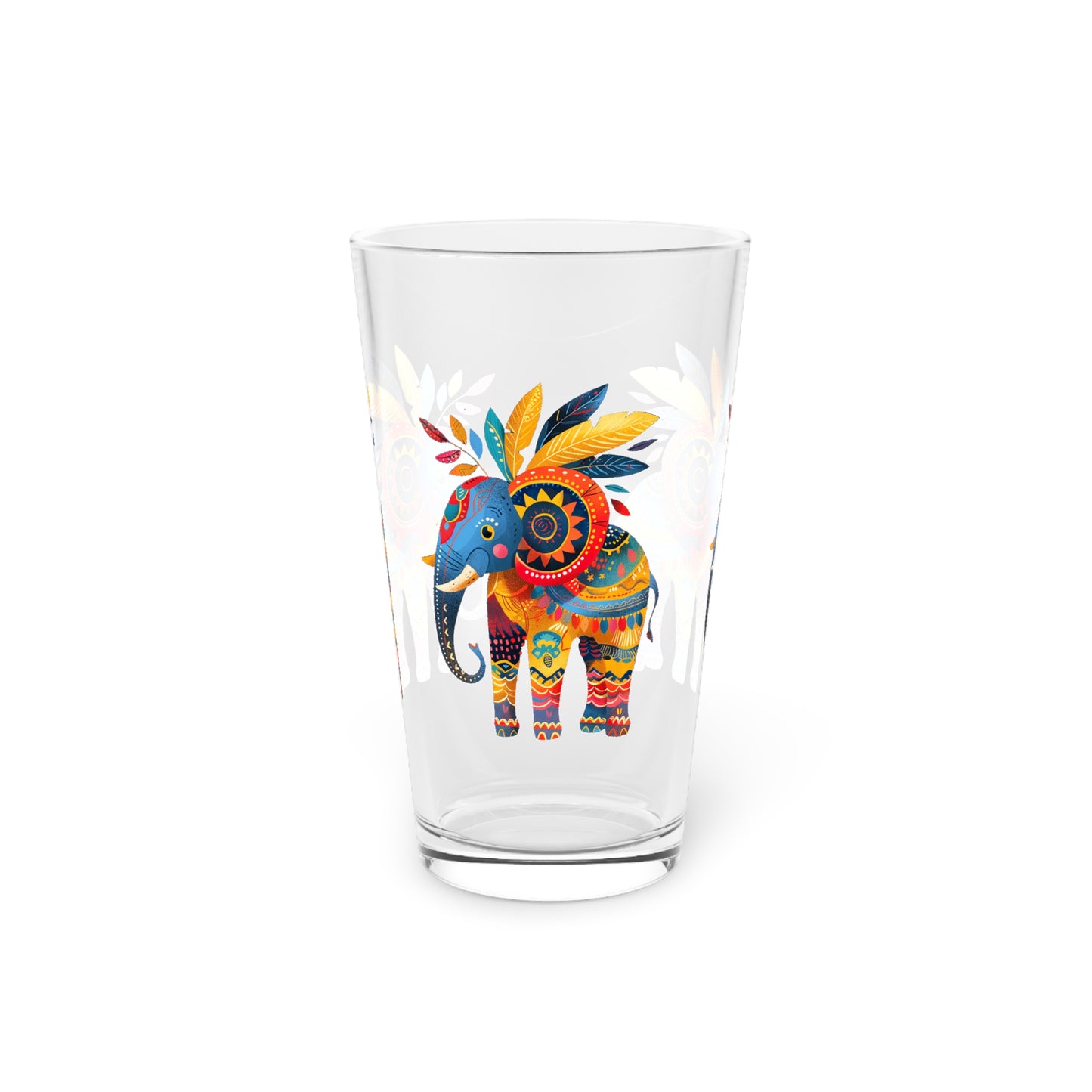 Ethnic Elephant Pint Glass - 16 oz - Stomp into Style with Every Sip with Ethnic Elephant!
