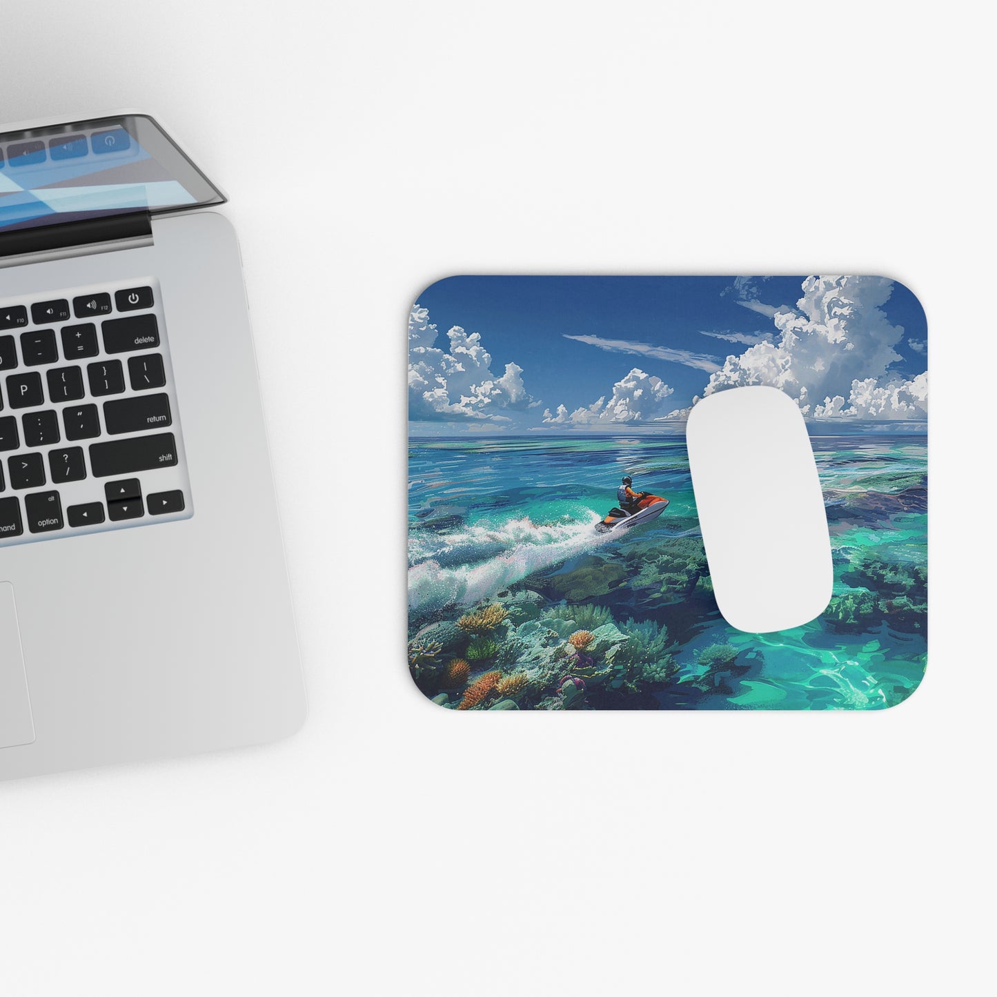 Jet Ski Tropical Paradise Mouse Pad - Surf Your Desk - Navigate a Wave of Productivity!