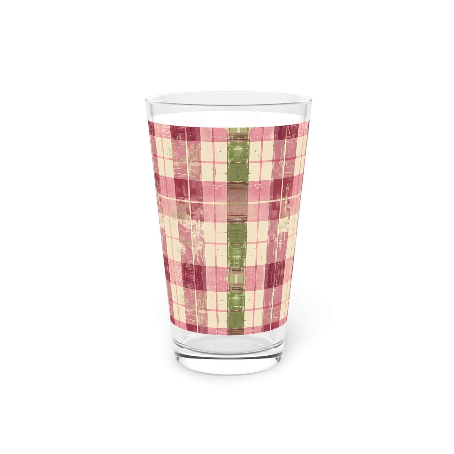 Spring Serenade Plaid Pint Glass - 16 oz - Sip in Style with Spring Serenade Plaid - Your Everyday Glass with a Splash of Joy!