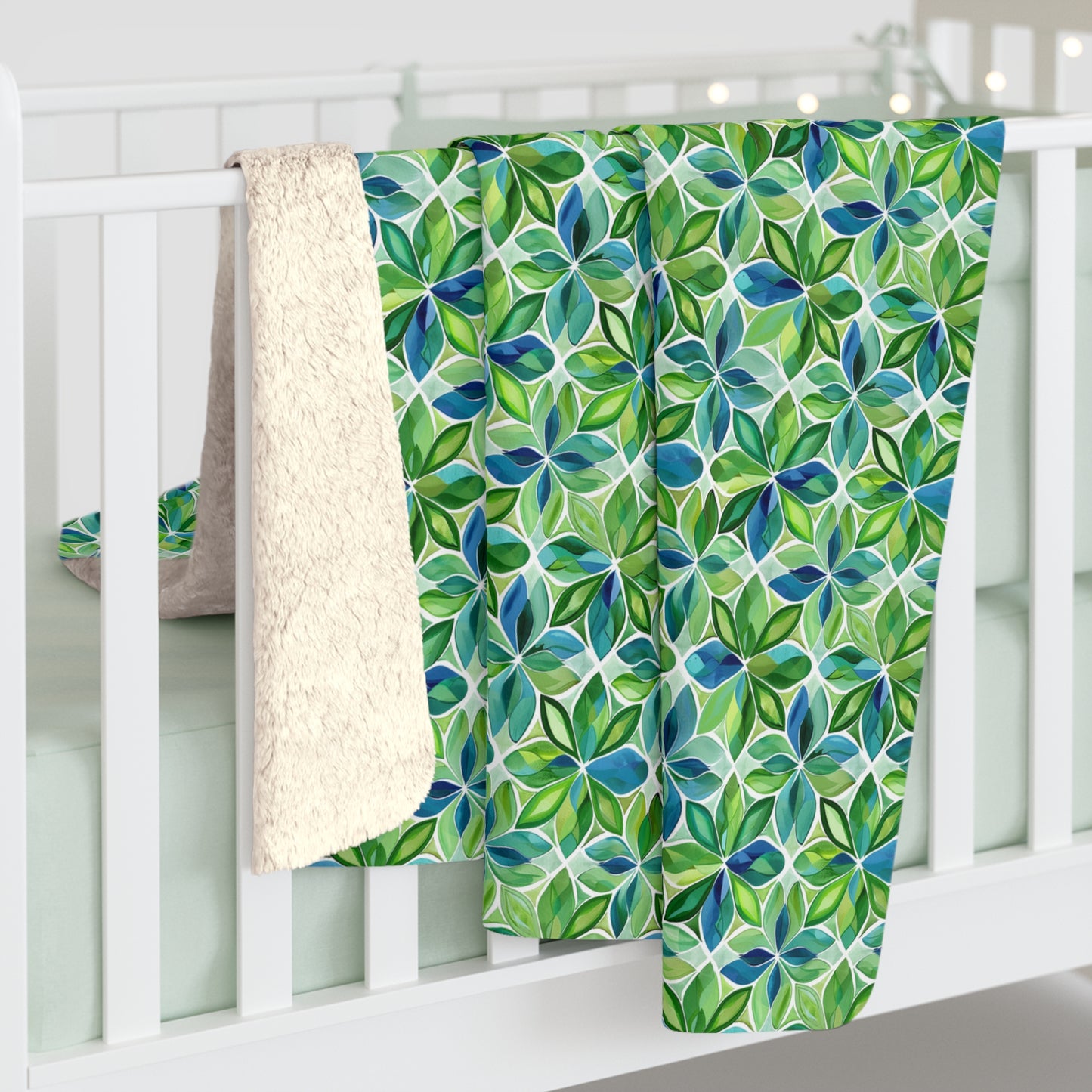 Spring Geo Flowers Sherpa Fleece Blanket - Spring Geometry in Bloom - Wrap Yourself in Nature's Abstract Comfort! Available in 2 sizes.