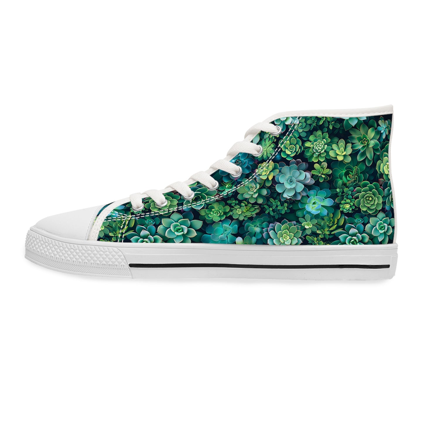 Succulent Forest Ladies' High Top Sneakers - Tread Lightly, Bloom Brightly – Nature's Palette at Your Feet!