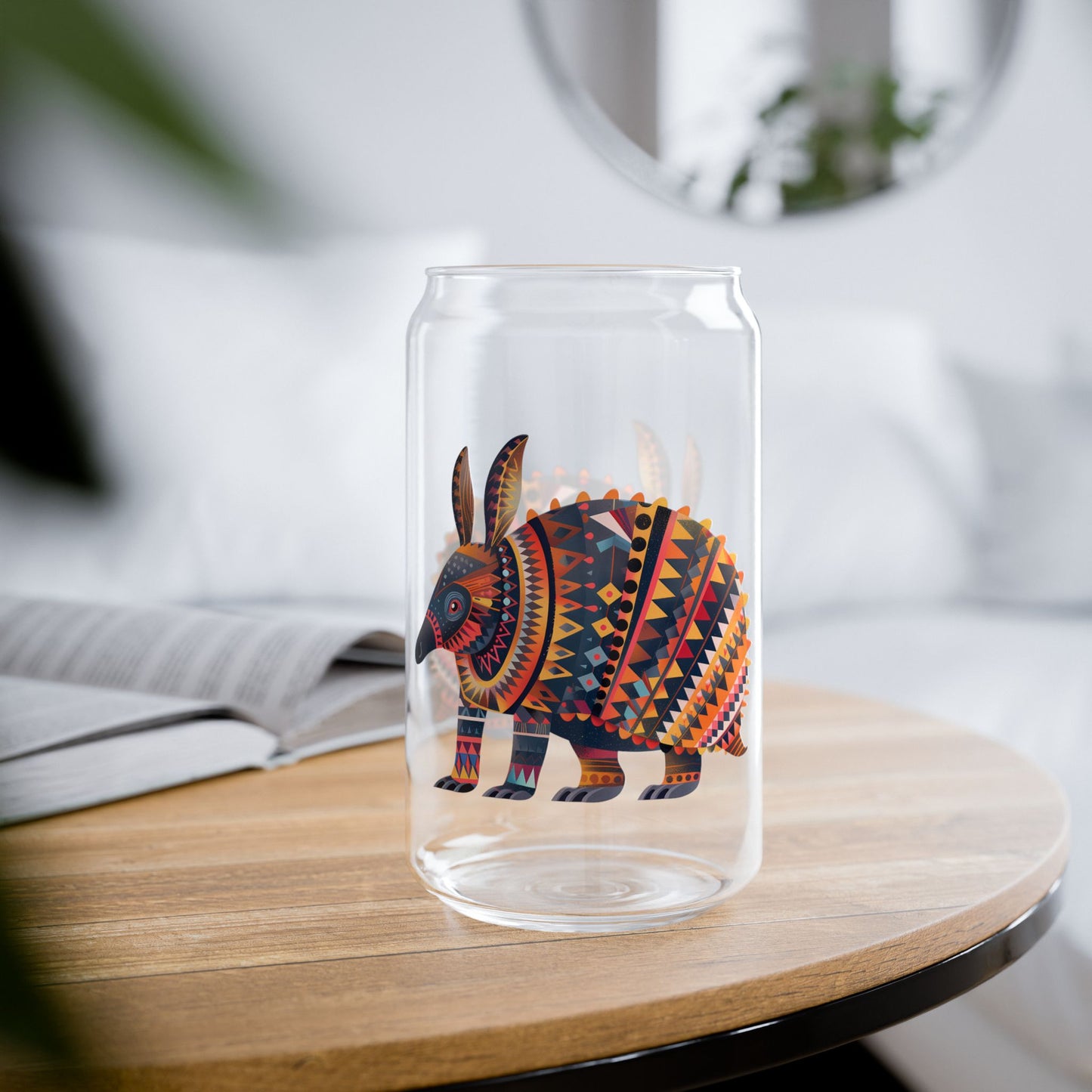 Autumn Armadillo Wanderer Sipper Glass Tumbler - 16 oz - Wander Through the Colors of Fall with Every Sip! From our Spirit of the Wild Collection.