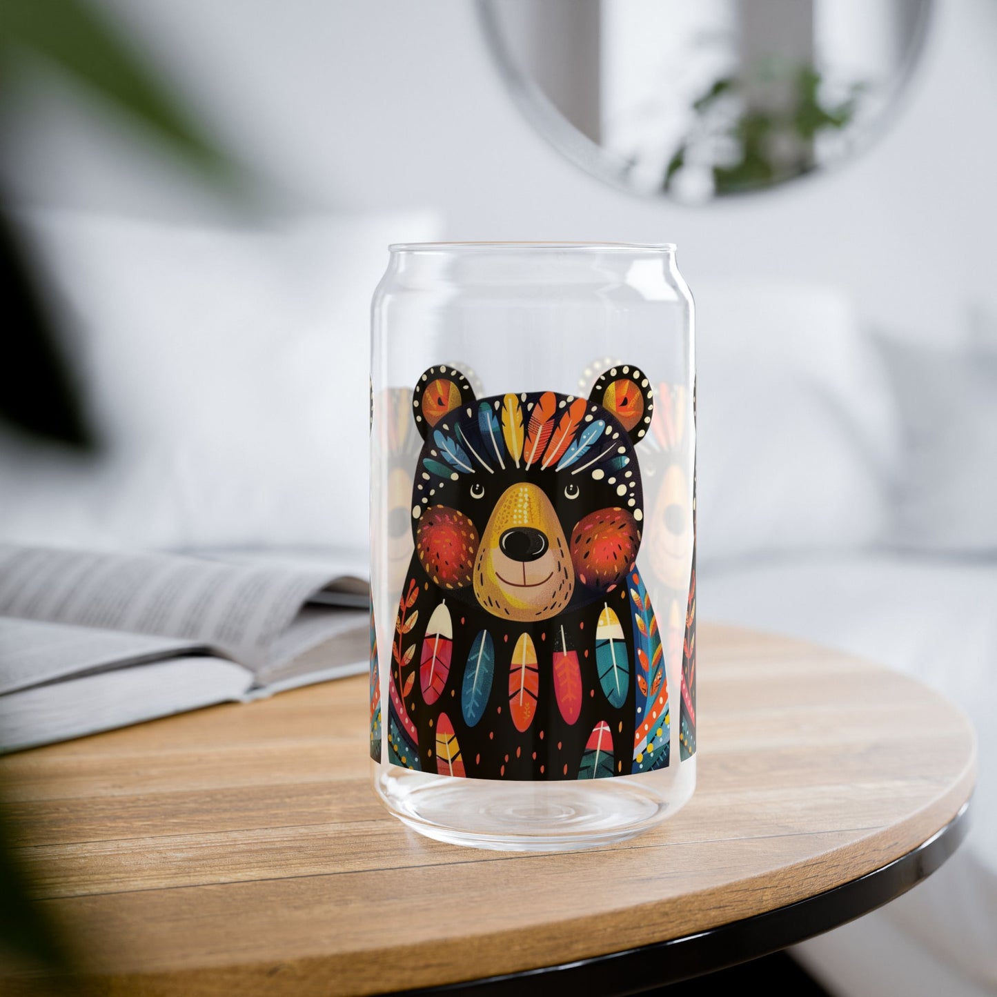 Papa Bear Sipper Glass Tumbler - 16 oz - Sip Boldly with Papa Bear's Warm Embrace! From our Bear Family Collection.