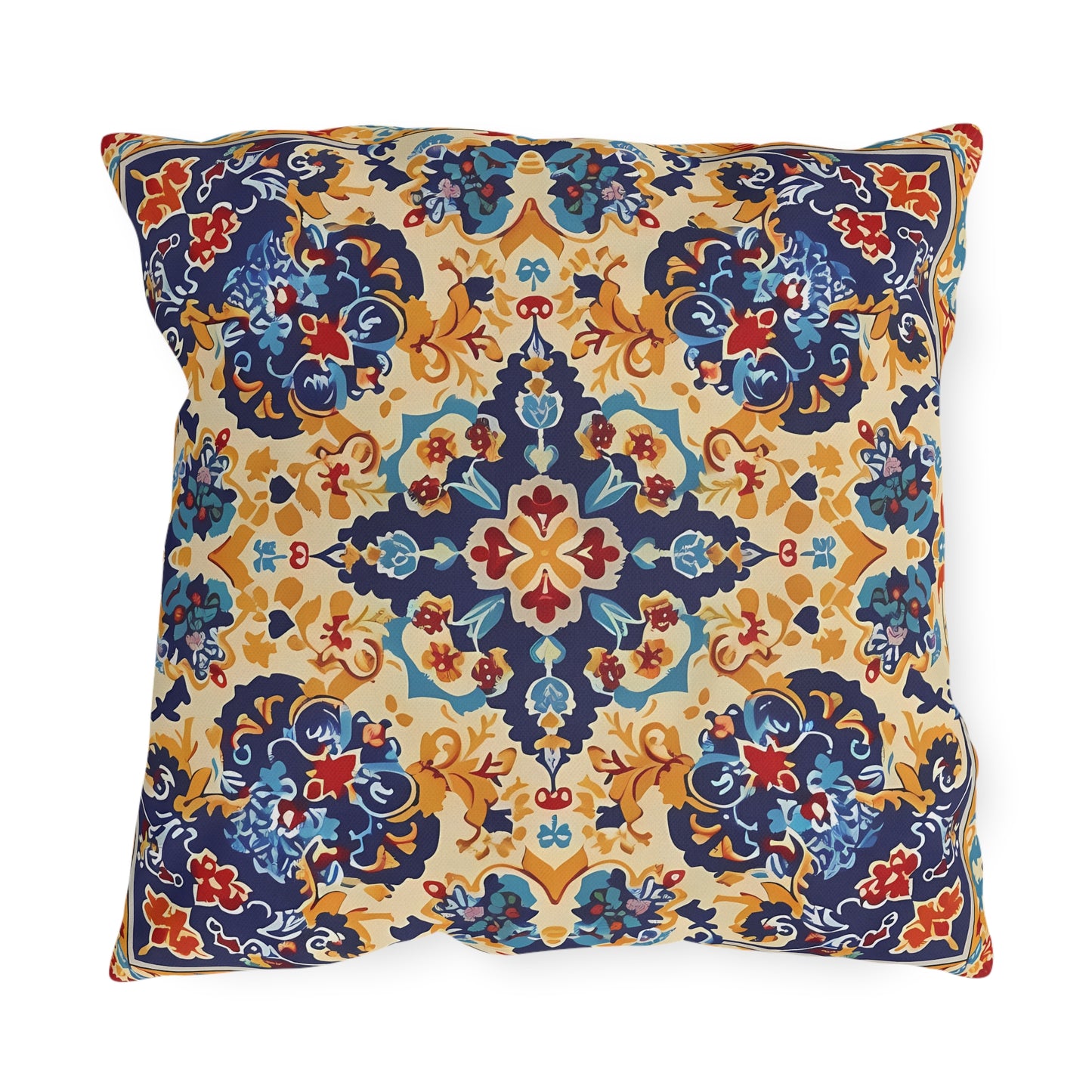 Moorish Elegance Square Outdoor Pillow - Spun Polyester - Double-Sided Print - UV-Resistant - Water-Resistant - Available in 3 sizes.