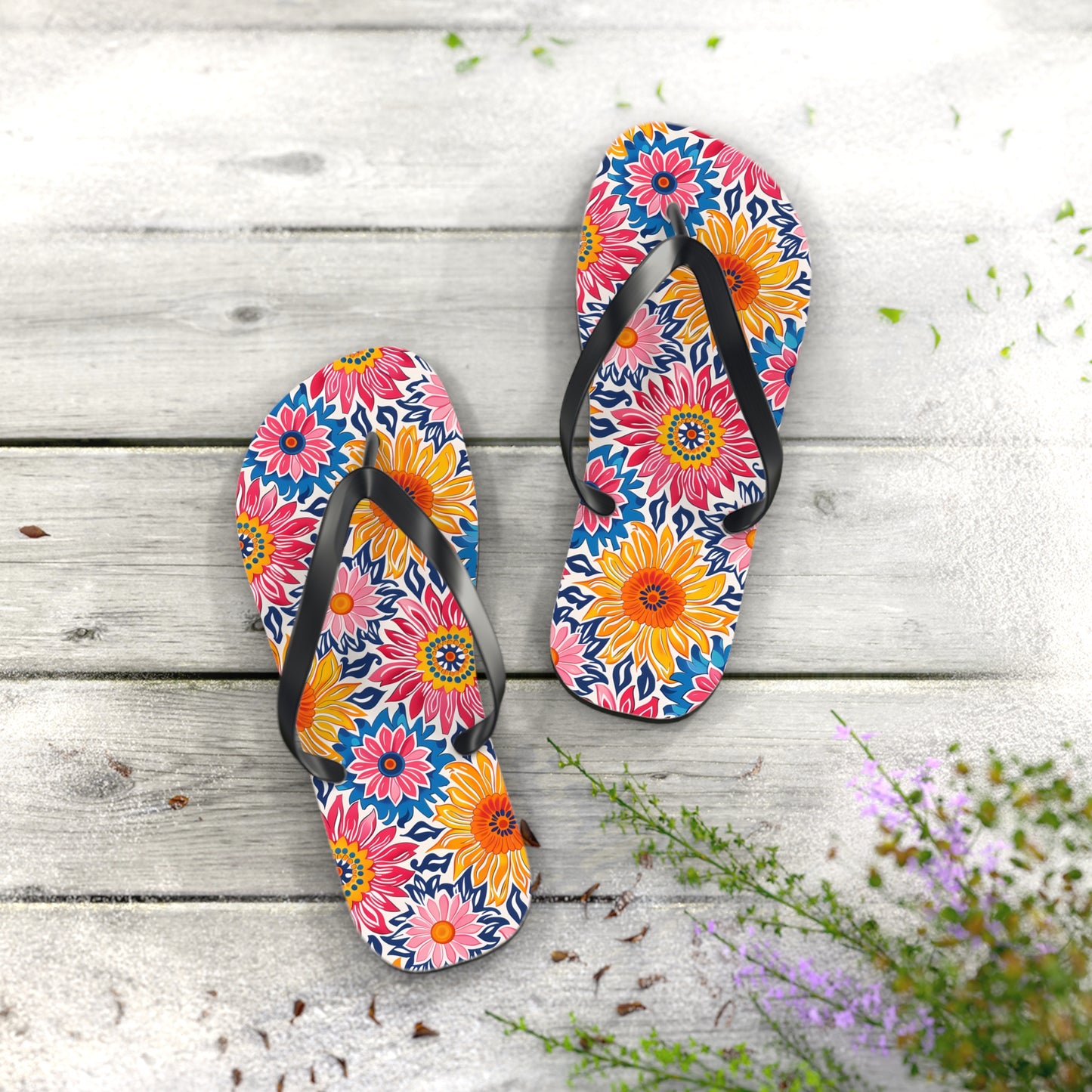 Sunsplash Petals Flip Flops. 5/8" Thick Comfortable Summer or Winter Gym/Sauna Footwear for Men and Women.