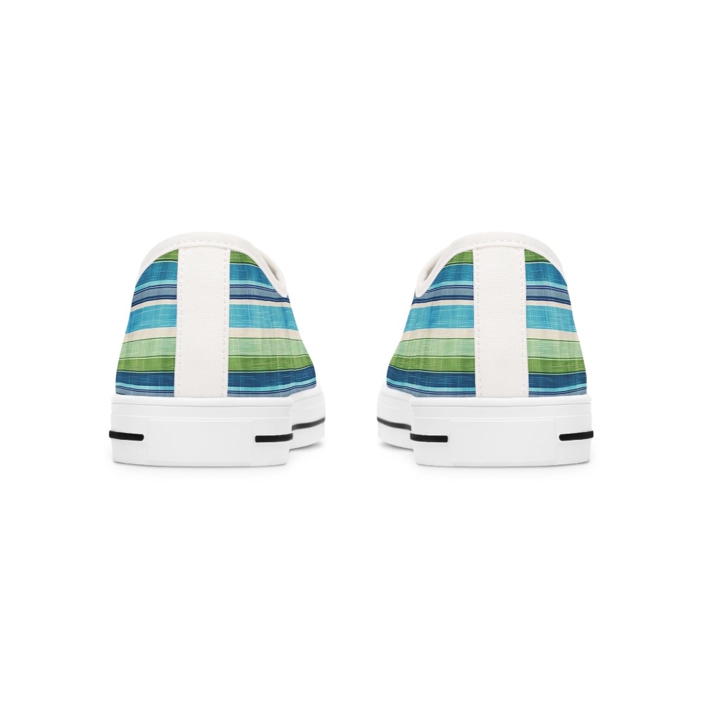 Ocean Whisper Stripes Ladies' Low Top Sneakers - Coastal Charm on Your Feet: Ocean Whisper Stripes Low Tops!