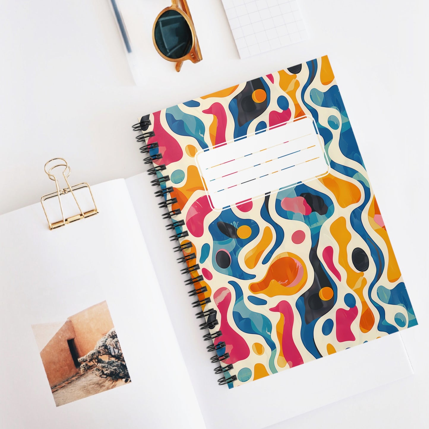 Oceanic Color Splash Chic Spiral Notebook - Ruled Line - Let Your Ideas Flow – Where Bold Colors and Fluid Art Unite!