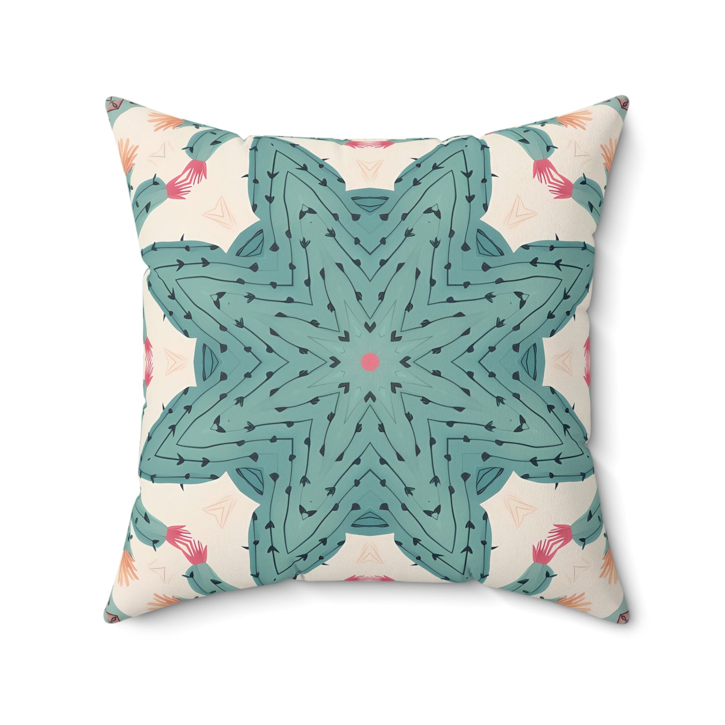 Desert Cactus Star Tile Square Throw Pillow - Double Sided Print - Concealed Zipper - Available in 4 sizes.