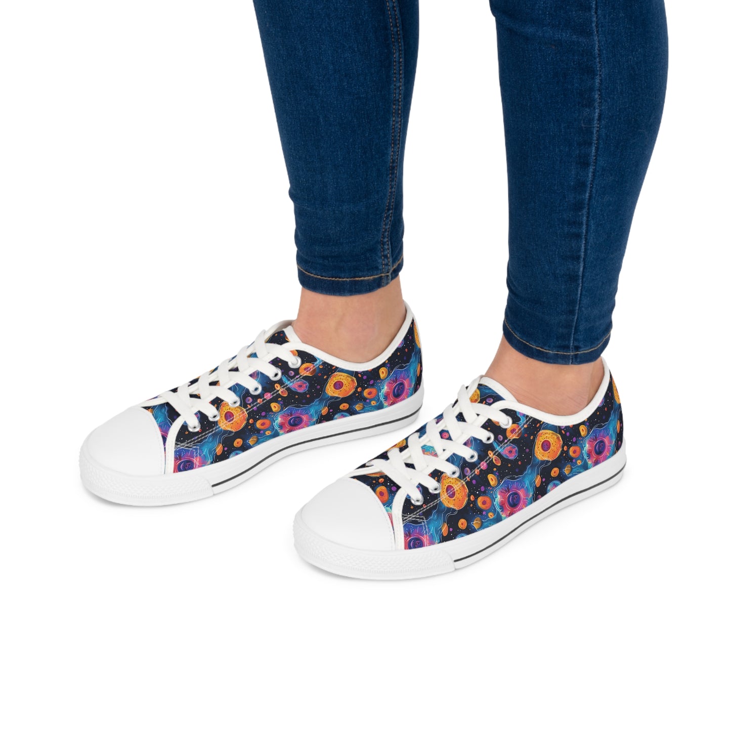 Birth of Celestial Life Ladies' Low Top Sneakers - Step Into the Stars – Where Every Step is a Celestial Adventure!