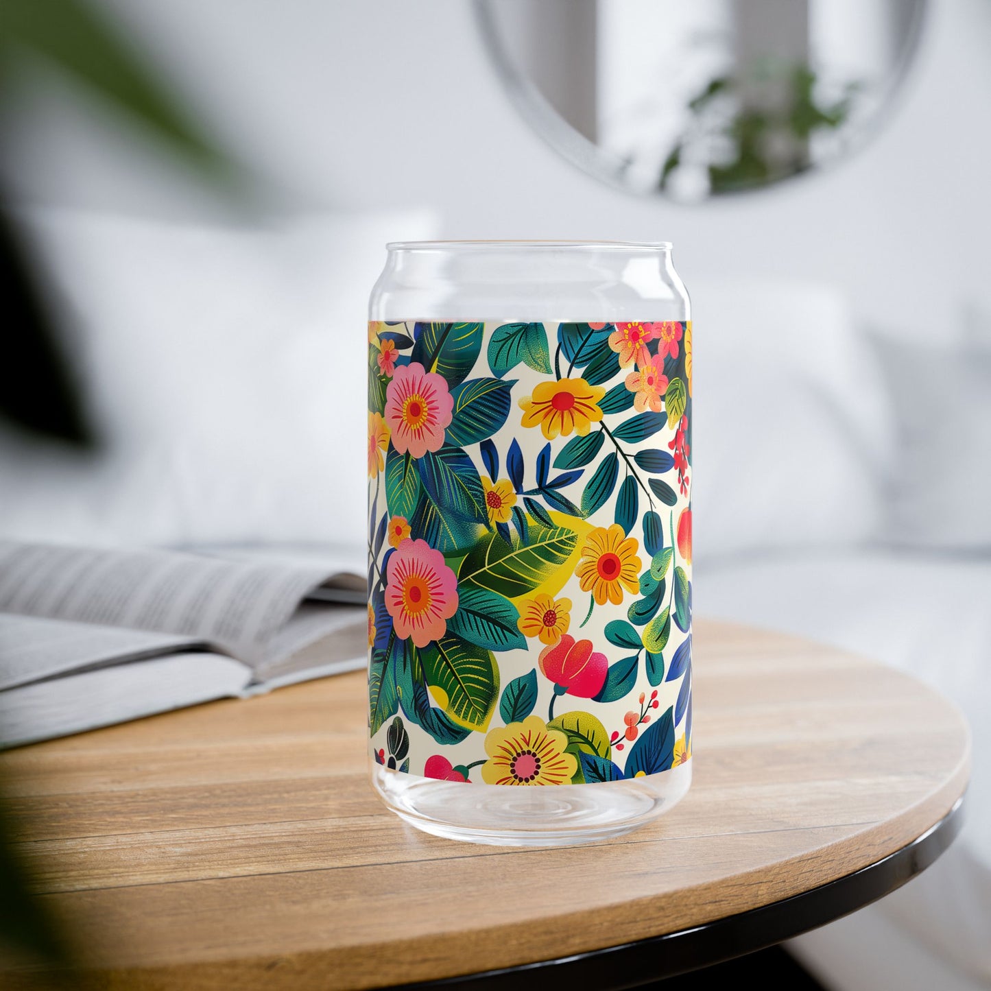 Blossom Bliss Sipper Glass Tumbler - 16 oz - Sip in Full Bloom with Every Drink!