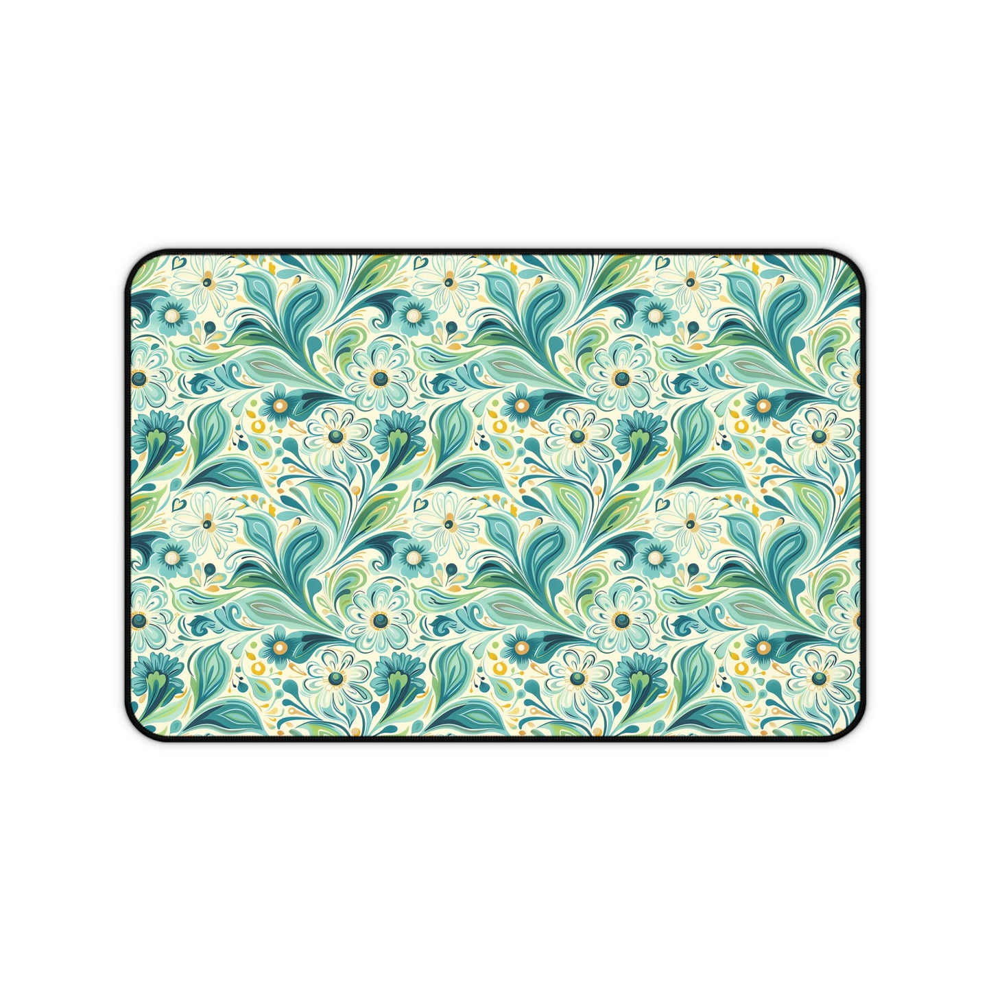 Whimsical Teal Floral Garden Desk Mat (Desk Pad) - Let Your Desk Bloom with Whimsy! Available in 3 sizes.