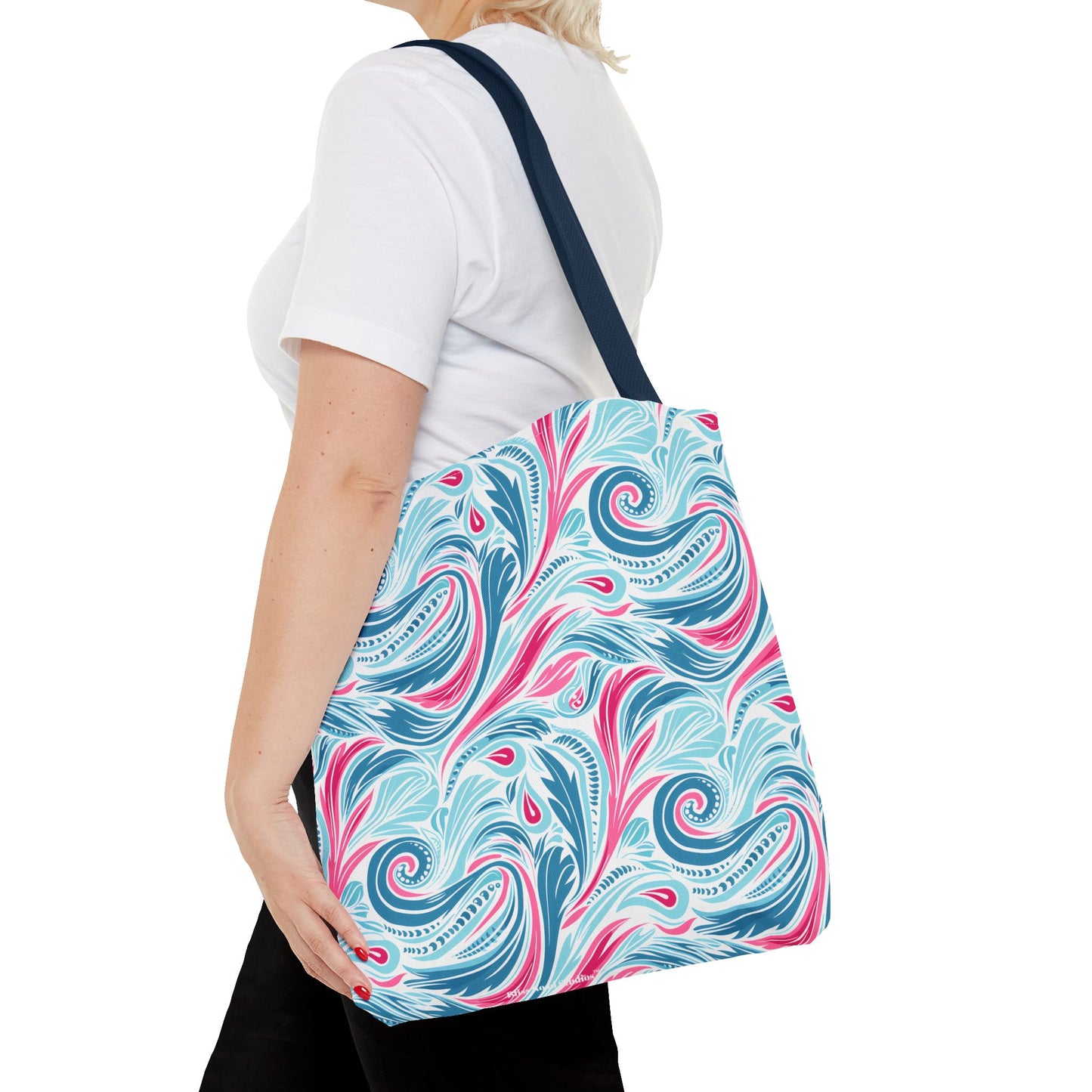 Teal Tide Twirl Tote Bag - Go Through Life with Coastal Charm! Available in 3 sizes.