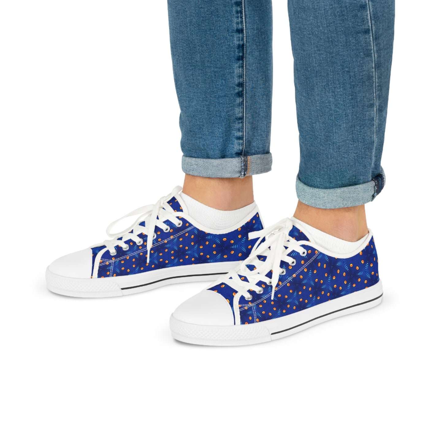 GeoSpark Men's Low Top Sneakers - Step into Precision - Where Vibrant Style Meets Geometric Brilliance!