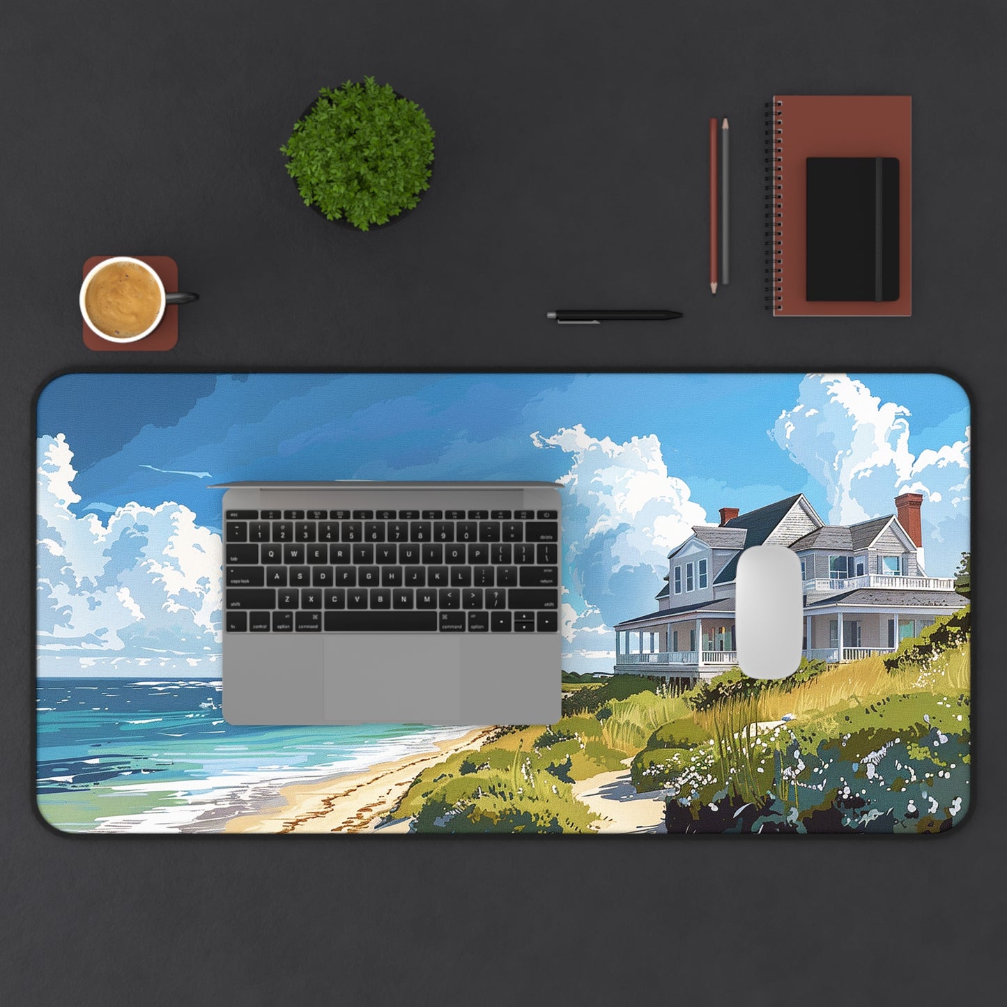 Nantucket Beach House Desk Mat (Desk Pad) - Transform Your Desk with Coastal Bliss! Available in 3 sizes.