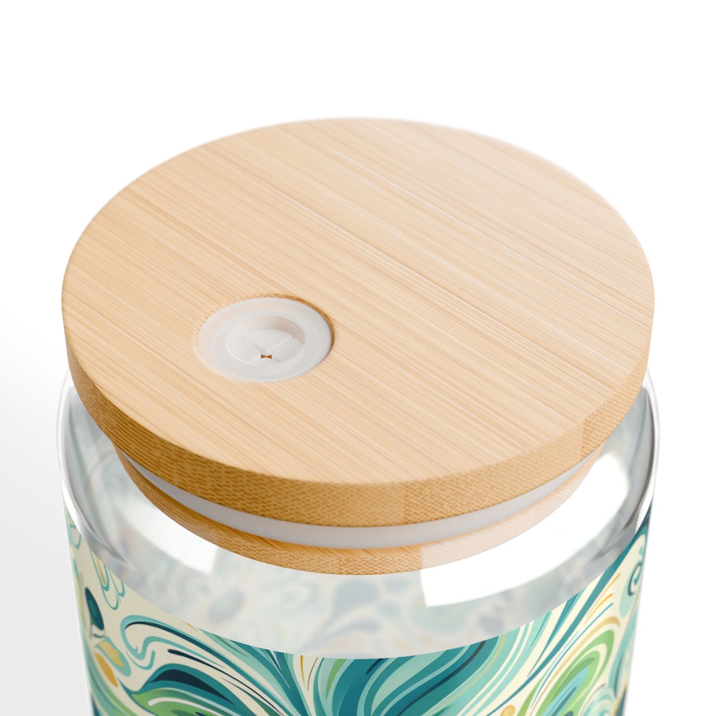 Whimsical Teal Floral Garden Sipper Glass Tumbler - 16 oz - Sip in Nature's Enchanting Hues!