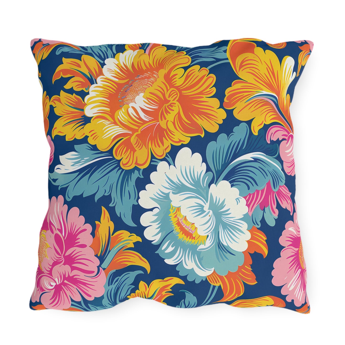 Chintz Charm Square Outdoor Pillow - Spun Polyester - Double-Sided Print - UV-Resistant - Water-Resistant - Available in 3 sizes.
