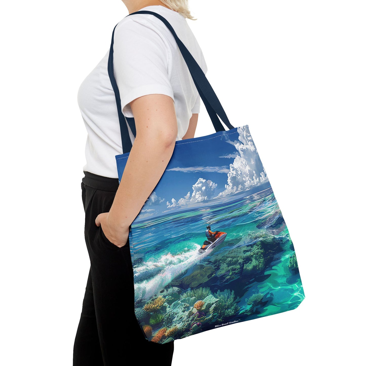 Jet Ski Tropical Paradise Tote Bag - Carry the Coastline - Where Adventure Meets Accessories! Available in 3 sizes.