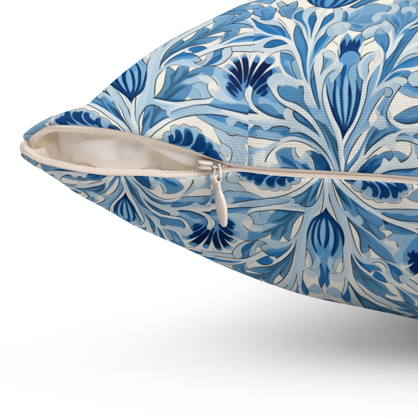 Dutch Blue Tulip Square Throw Pillow - Spun Polyester - Double-Sided Print - Concealed Zipper - Available in 4 sizes.