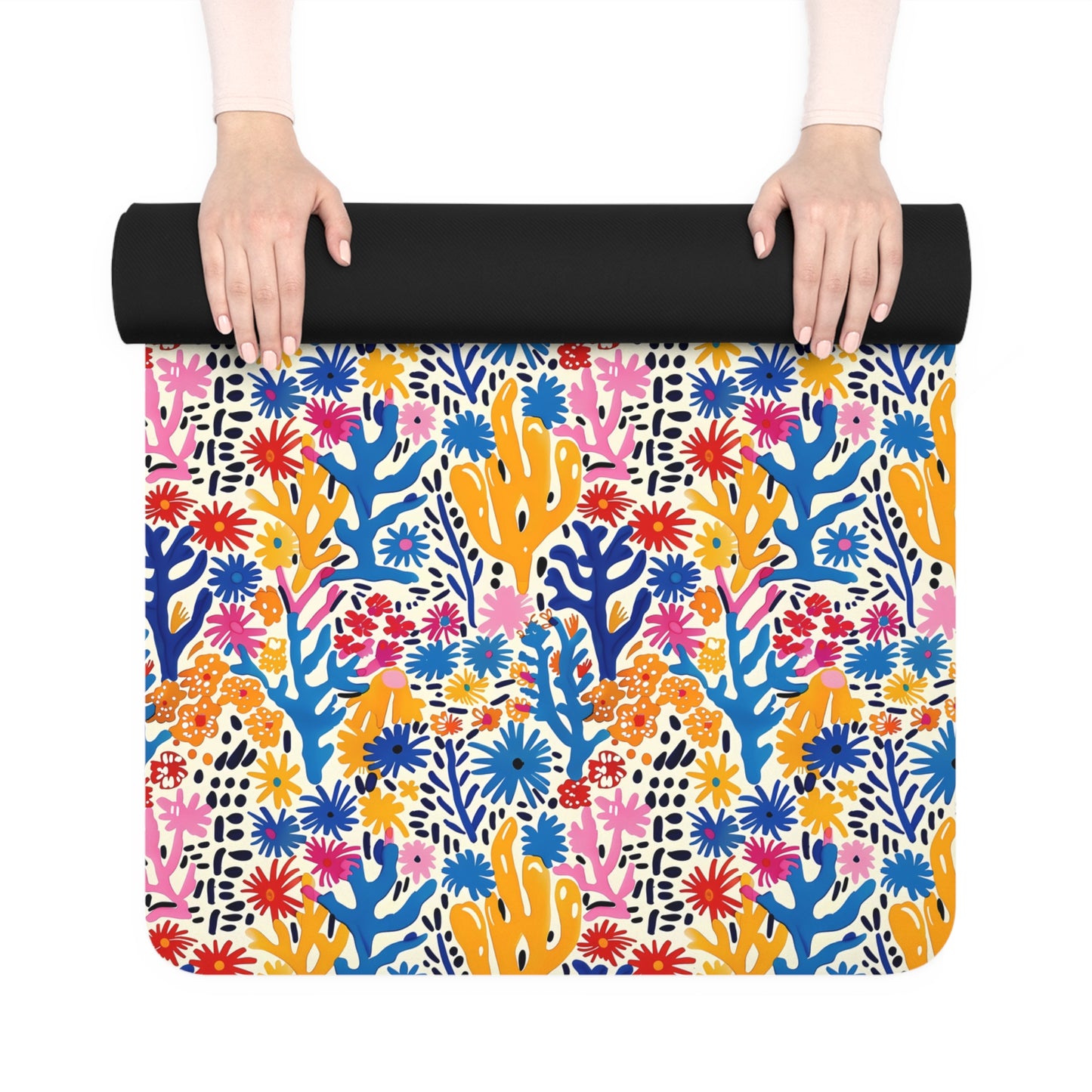 Coral Bloom Harmony Rubber Yoga Mat - Bold Artistry Meets Flow: Unleash Your Practice with Vibrant Style!