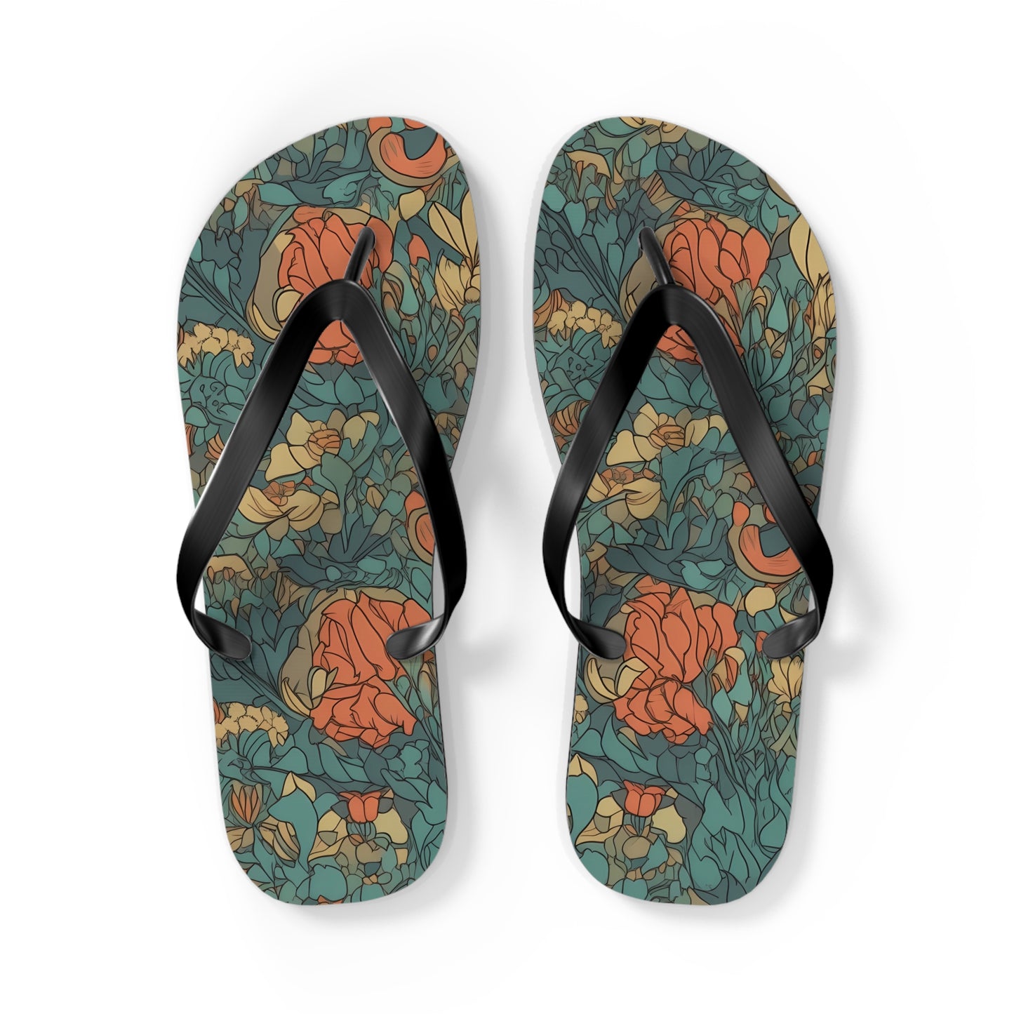 Bohemian Stained Glass Serenity Flip Flops. 5/8" Thick Comfortable Summer or Winter Gym/Sauna Footwear for Men and Women.