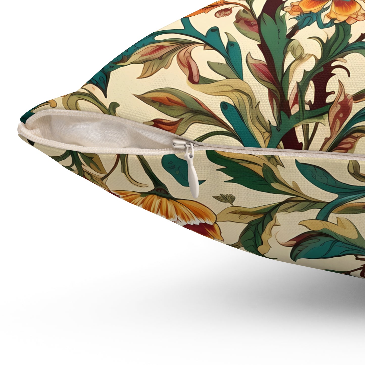 Baroque Fall Floral Tapestry Square Throw Pillow - Spun Polyester - Double-Sided Print - Concealed Zipper - Available in 4 sizes.