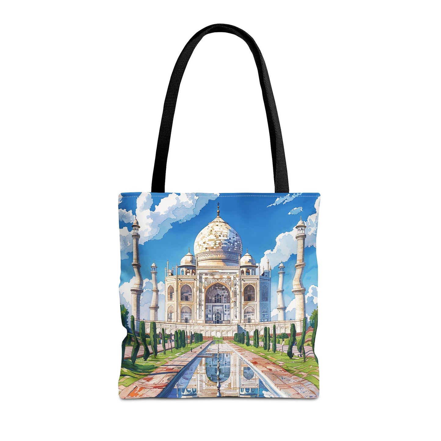 Taj Mahal Reflection Tote Bag - Carry the Splendor of the Taj Wherever You Go! Available in 3 sizes.