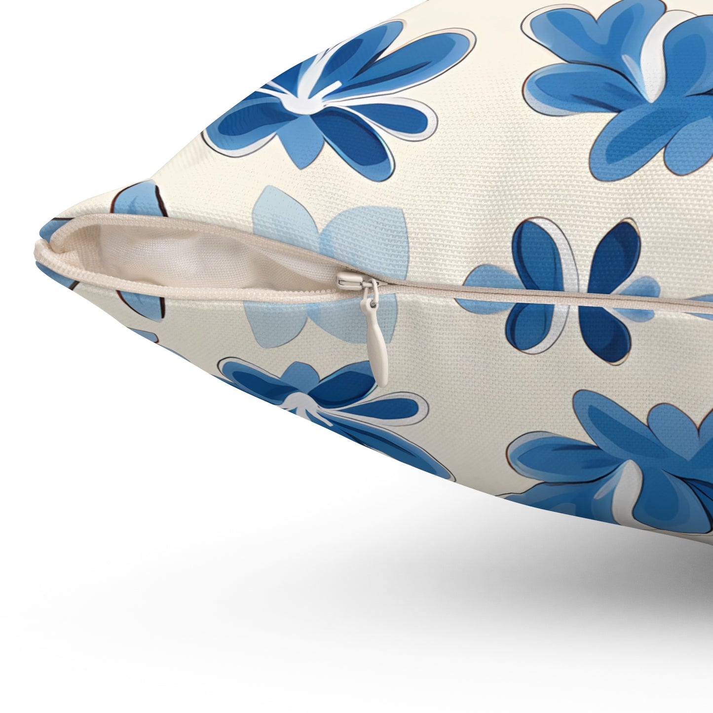 Blue Spanish Tile Square Throw Pillow - Spun Polyester - Double Sided Print - Concealed Zipper - Available in 4 sizes.