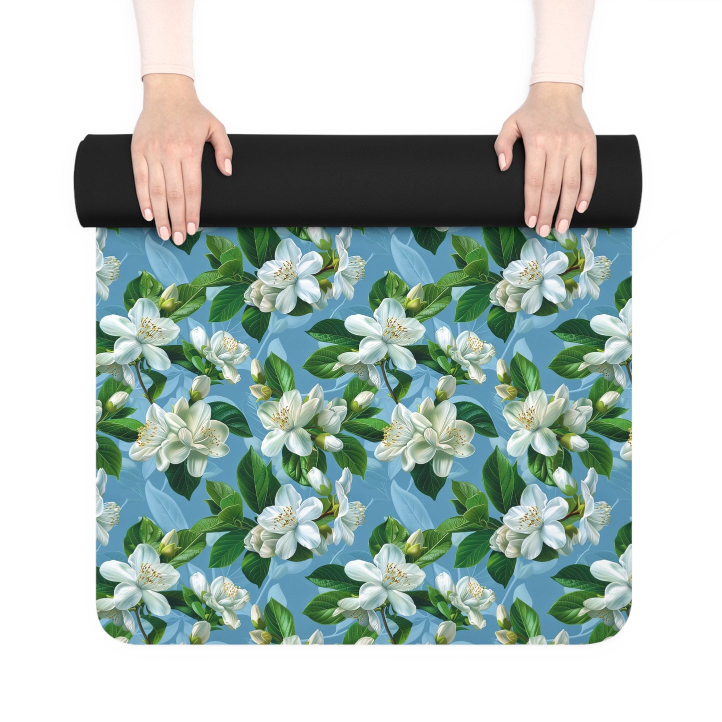 Jasmine Whisper Rubber Yoga Mat - Find Your Zen in Floral Elegance!