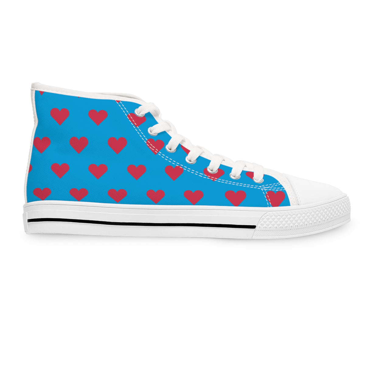 Blue Heartbeat Ladies' High Top Sneakers - Stride with Love - Where Comfort Has Heart!