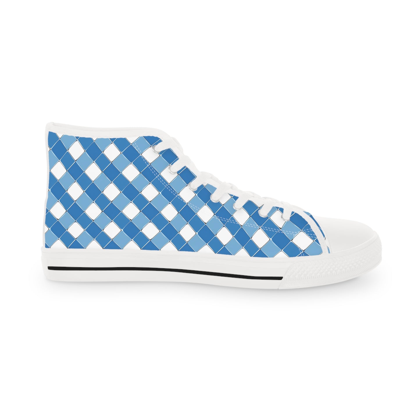 Modern Blue Ribbon Men's High Top Sneakers - Stride in Style - Classic Patterns Reimagined!