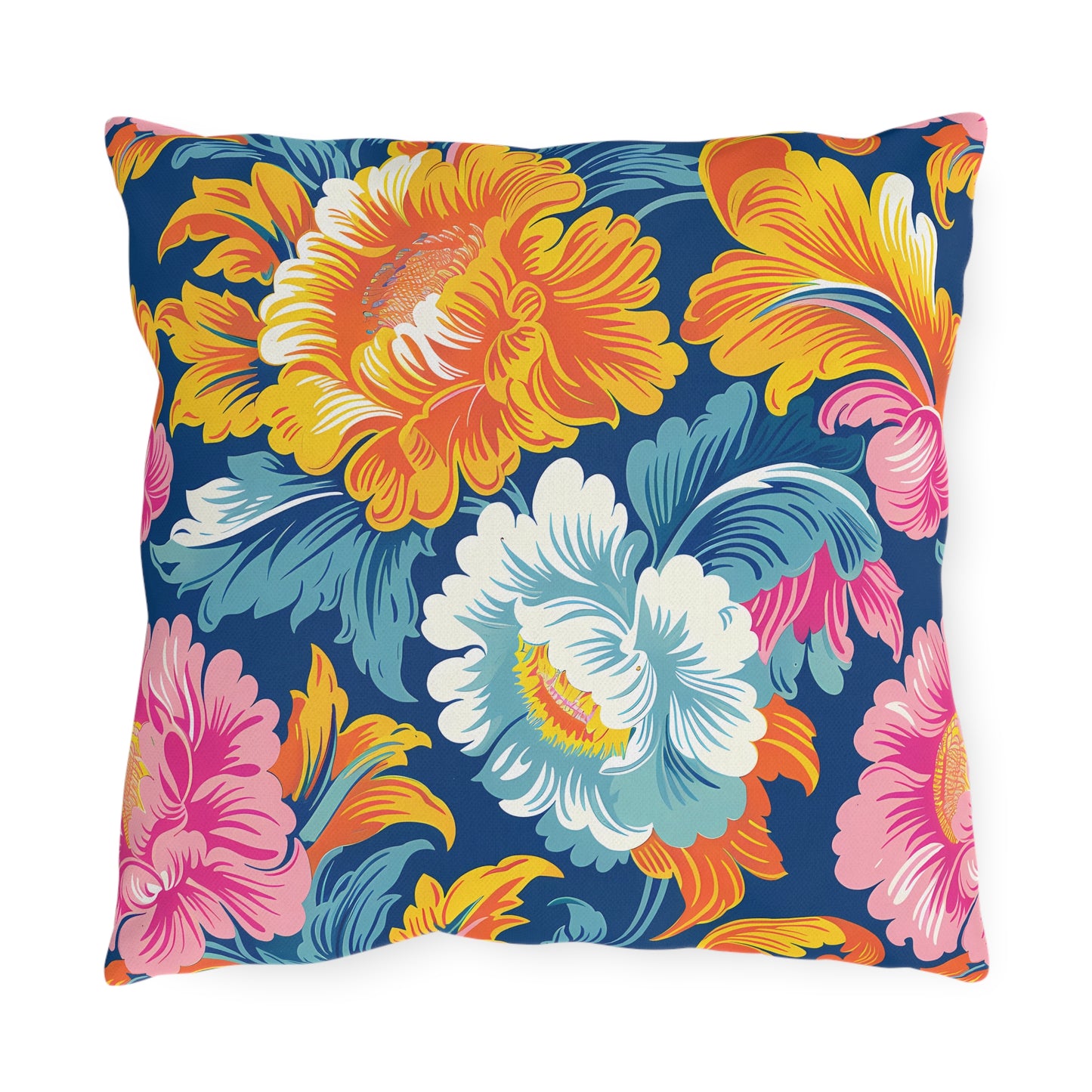 Chintz Charm Square Outdoor Pillow - Spun Polyester - Double-Sided Print - UV-Resistant - Water-Resistant - Available in 3 sizes.