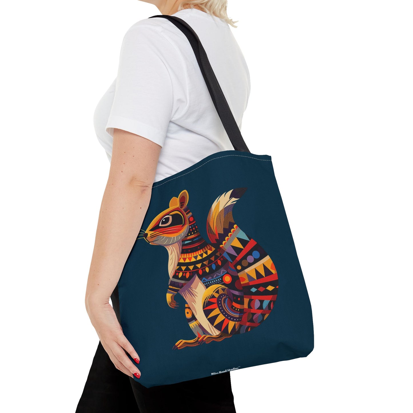 Autumn Squirrel Tote Bag - Wild Whimsy with a Tribal Twist! From our Spirit of the Wild Collection. Available in 3 sizes.
