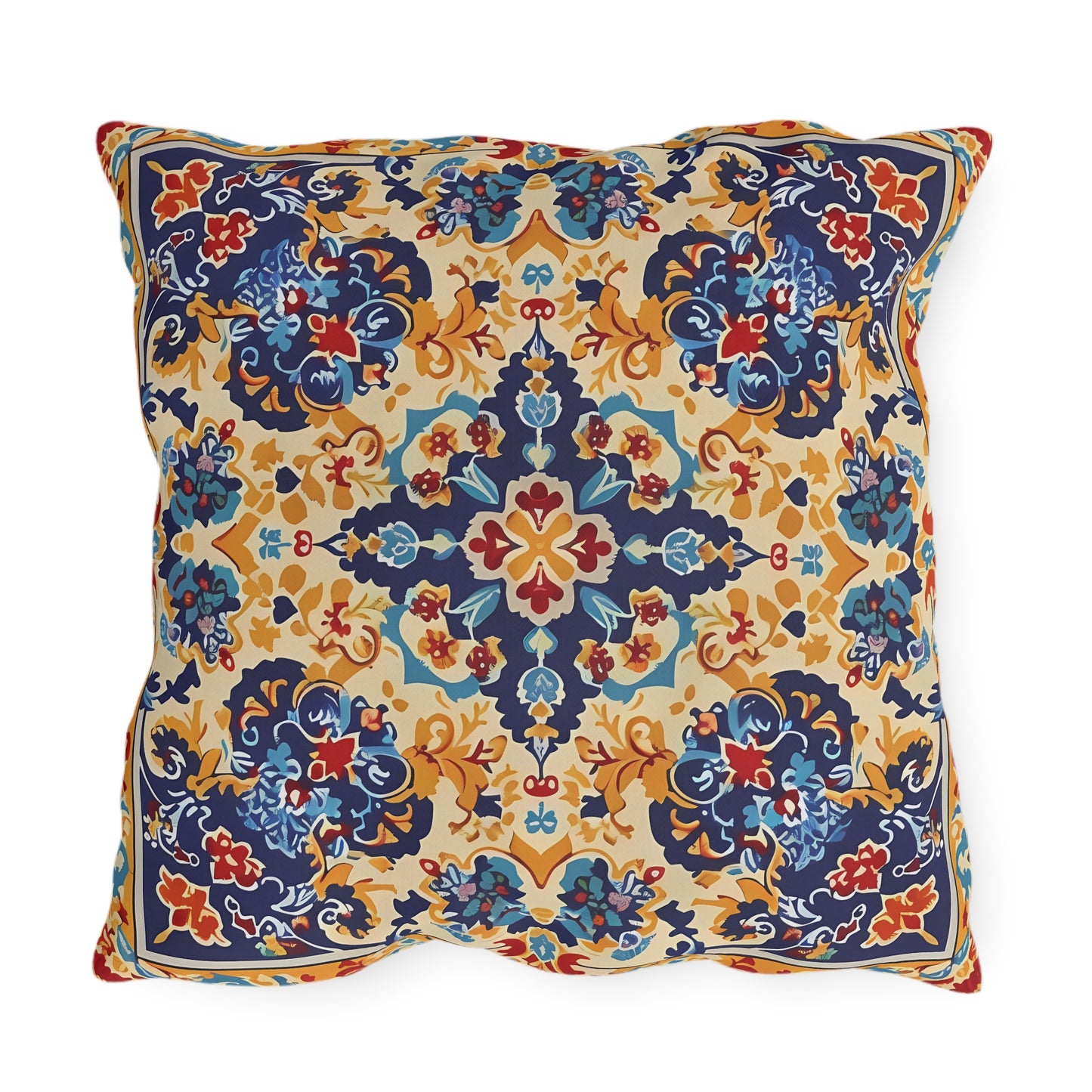 Moorish Elegance Square Outdoor Pillow - Spun Polyester - Double-Sided Print - UV-Resistant - Water-Resistant - Available in 3 sizes.