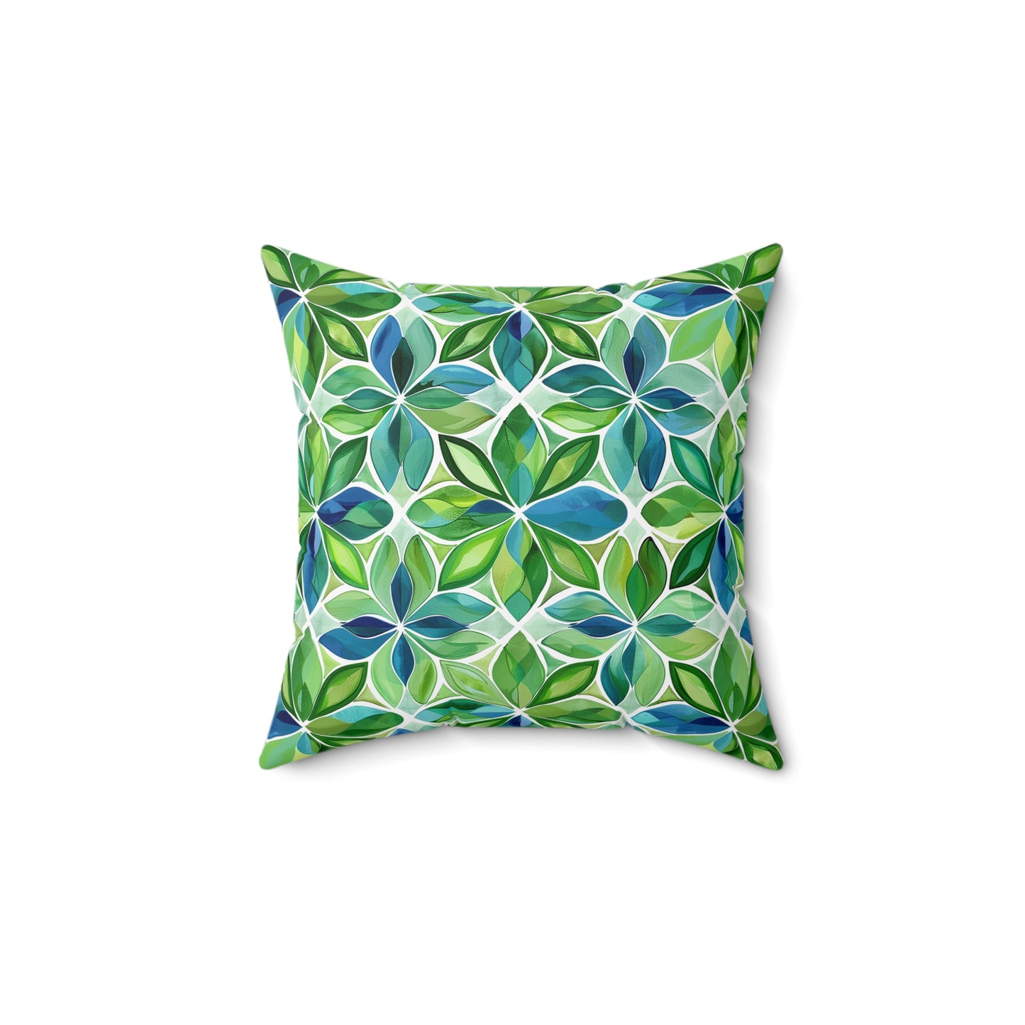 Spring Geo Flowers Square Throw Pillow - Spun Polyester - Double-Sided Print - Concealed Zipper - Available in 4 sizes.