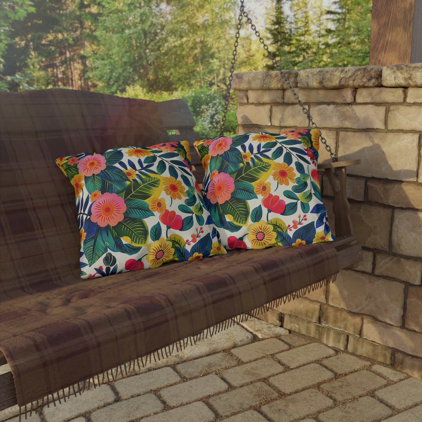 Blossom Bliss Square Outdoor Pillow - Spun Polyester - Double-Sided Print - UV-Resistant - Water-Resistant - Available in 3 sizes.