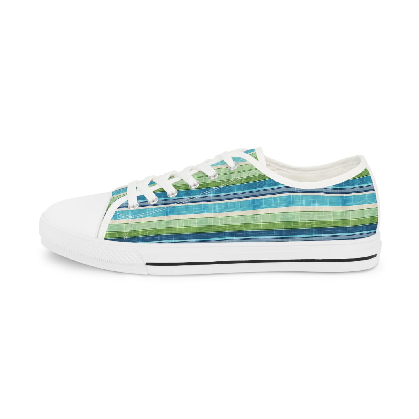 Ocean Whisper Stripes Men's Low Top Sneakers - Stride with the Current with Our Ocean Whisper Stripes Sneakers!