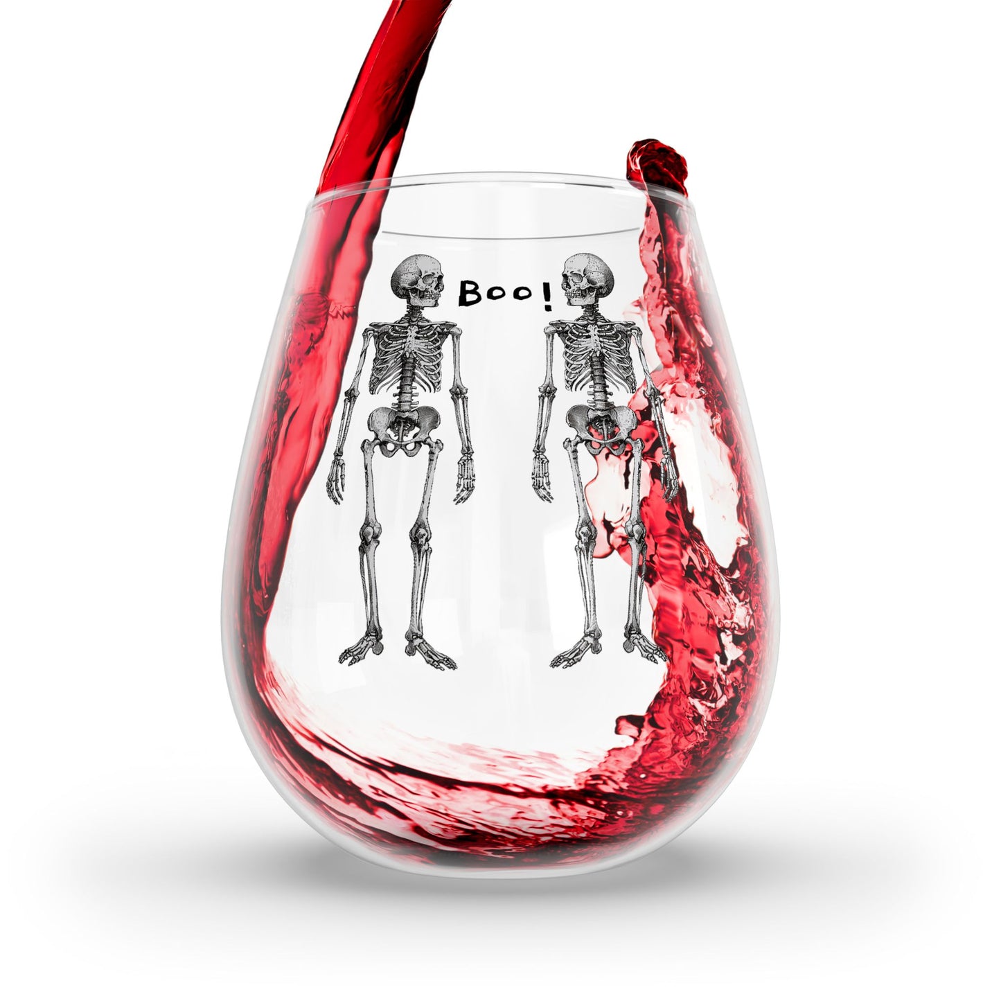 Boo Buddies! Halloween Stemless Wine Glass -11.75 oz. - Sip in Spooky Sophistication with Your Bony Buddies!
