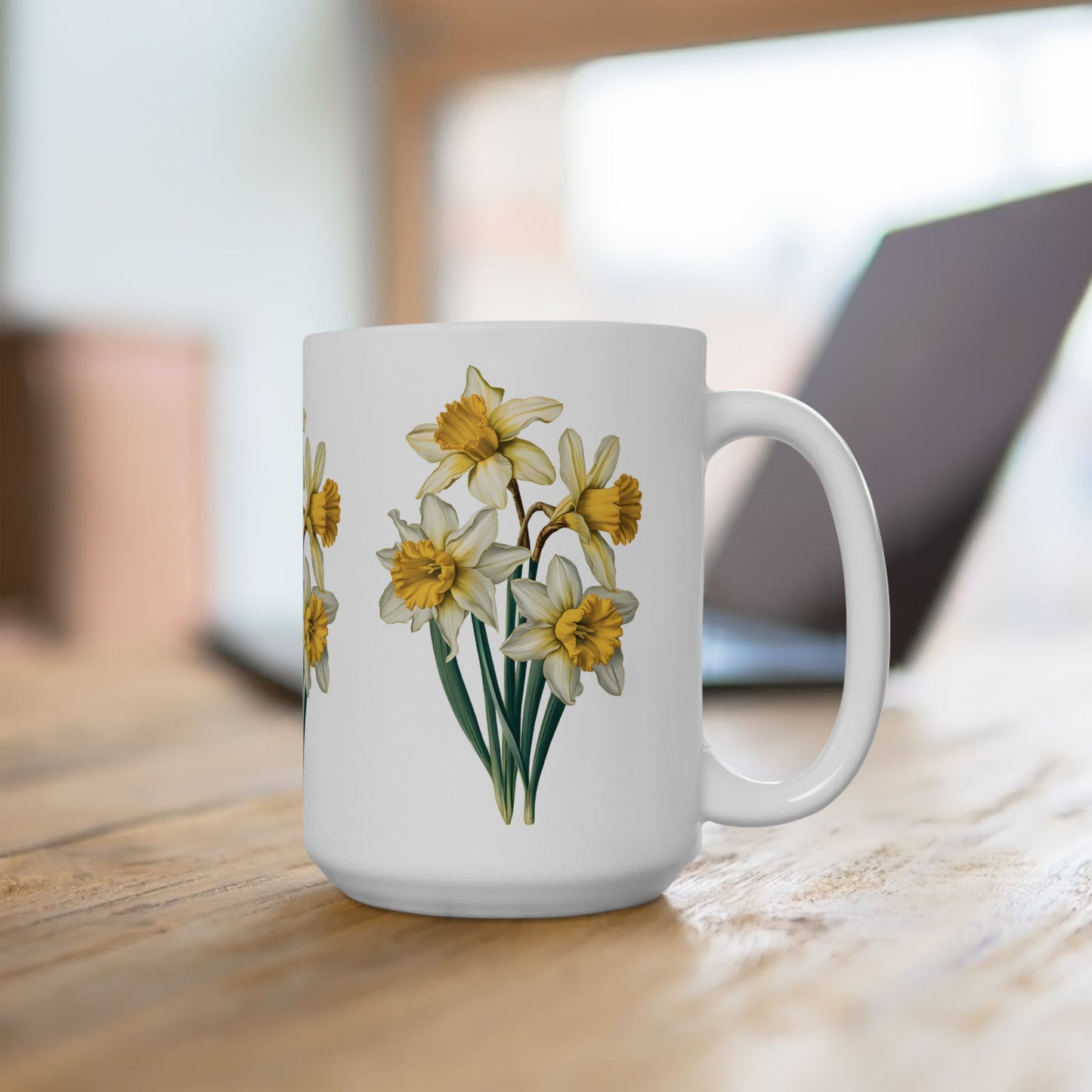 March Birth Month Flower - Daffodil Ceramic Mug - 15 oz. - Celebrate March with the Bright Charm of Daffodils!
