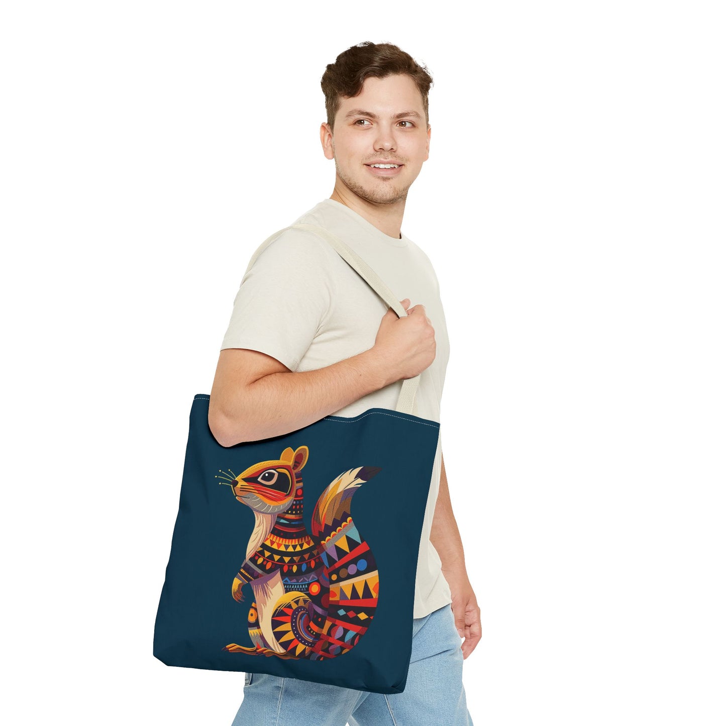 Autumn Squirrel Tote Bag - Wild Whimsy with a Tribal Twist! From our Spirit of the Wild Collection. Available in 3 sizes.